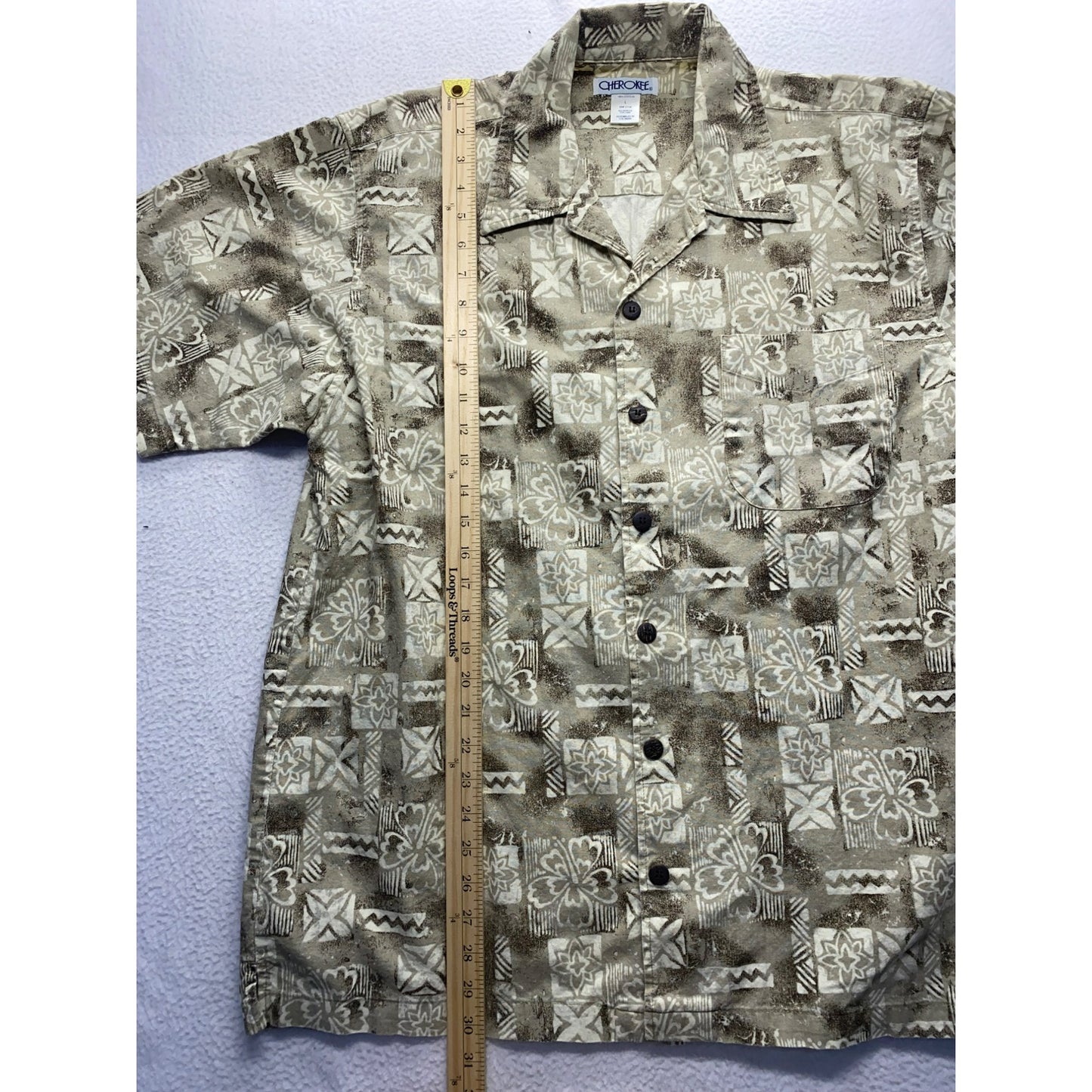 Mens Cherokee Brown & Beige Hawaiian Shirt #5872