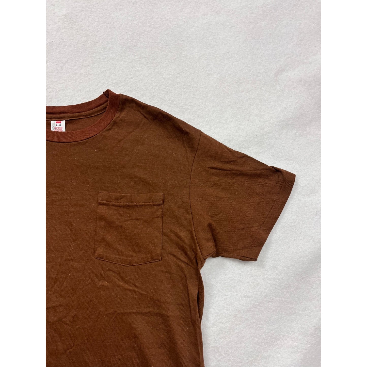 Vintage 90s Hanes Brown Pocket T-Shirt Mens XL #8018
