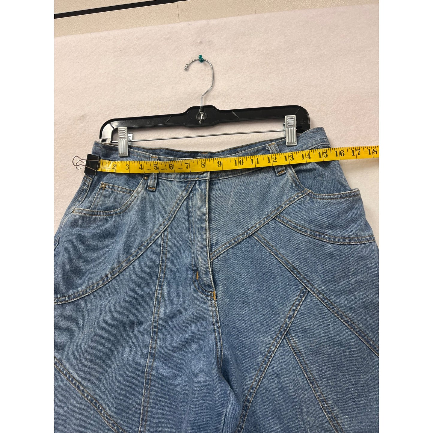 Vintage Together Missy 14 Blue High Waist Denim Jeans Geometric Stitch #6162