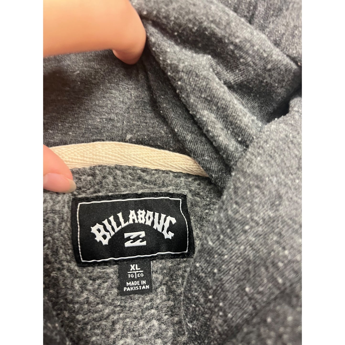 Billabong Mens XL Charcoal Gray Pullover Hoodie With Drawstrings & Kangaroo Pocket #3A