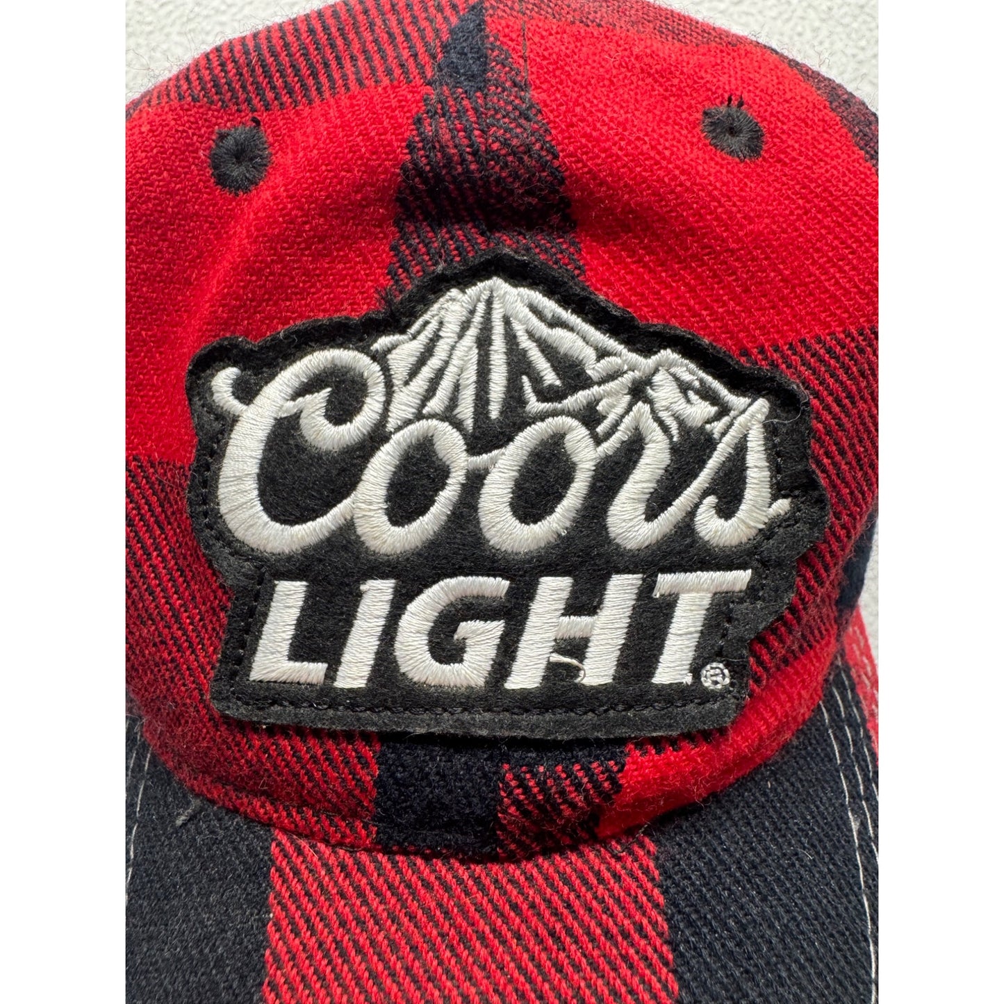 Coors Light Red & Black Plaid Baseball Cap #7891