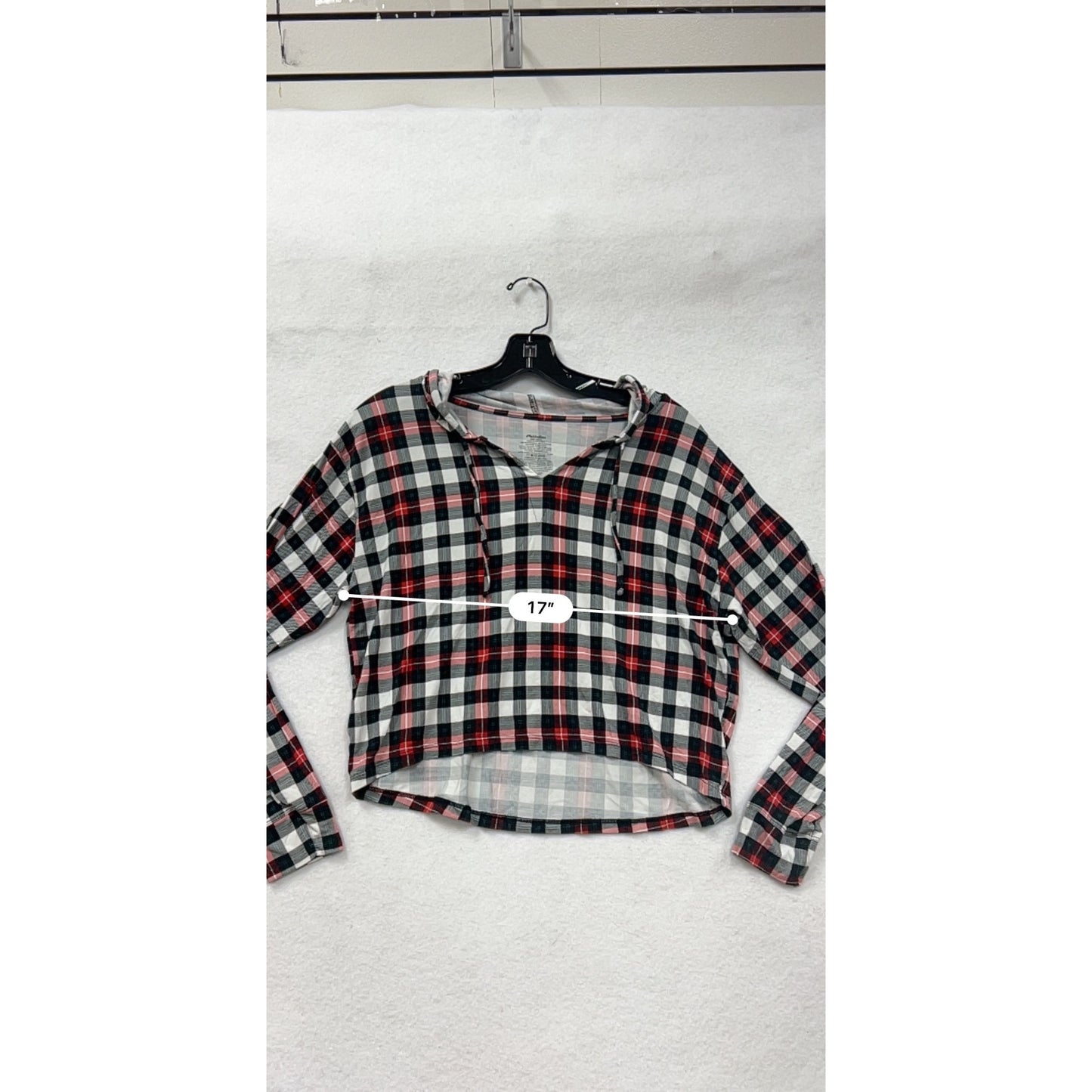 Red & Black Plaid Long-Sleeve Hoodie Top By MeUndies #6597
