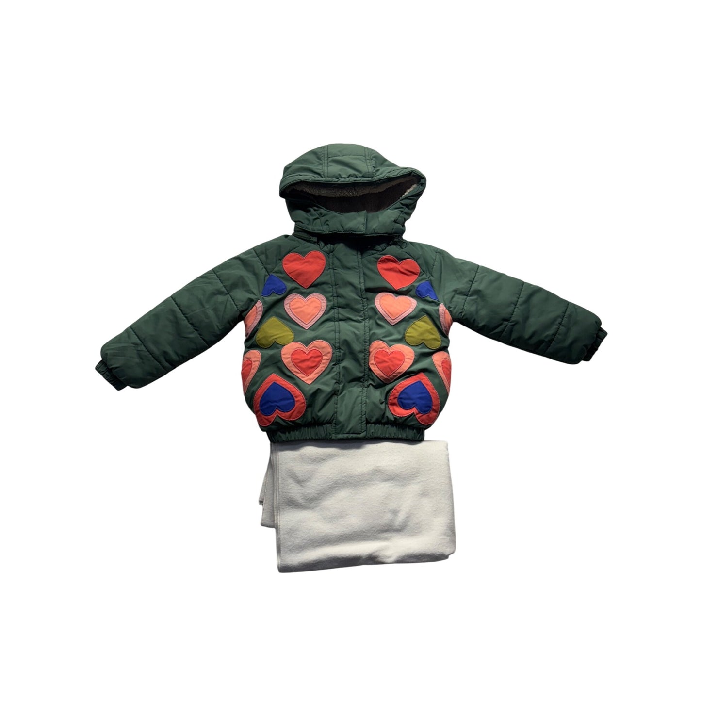 Mini Boden Green Hooded Puffer Jacket #7538