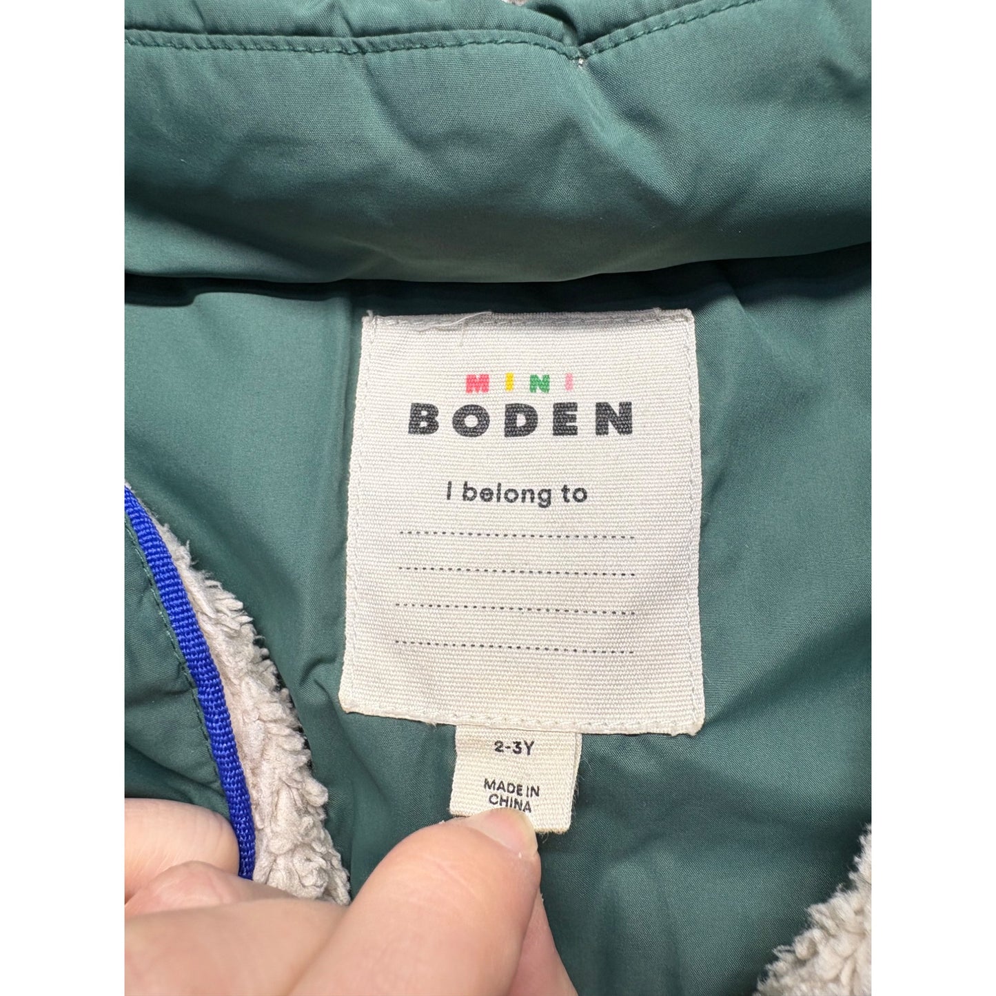 Mini Boden Green Hooded Puffer Jacket #7538