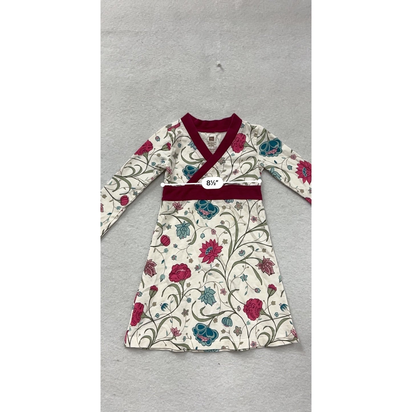 Tea Collection Girls Floral Long Sleeve Dress Size 2 Cotton Wrap Style #8382