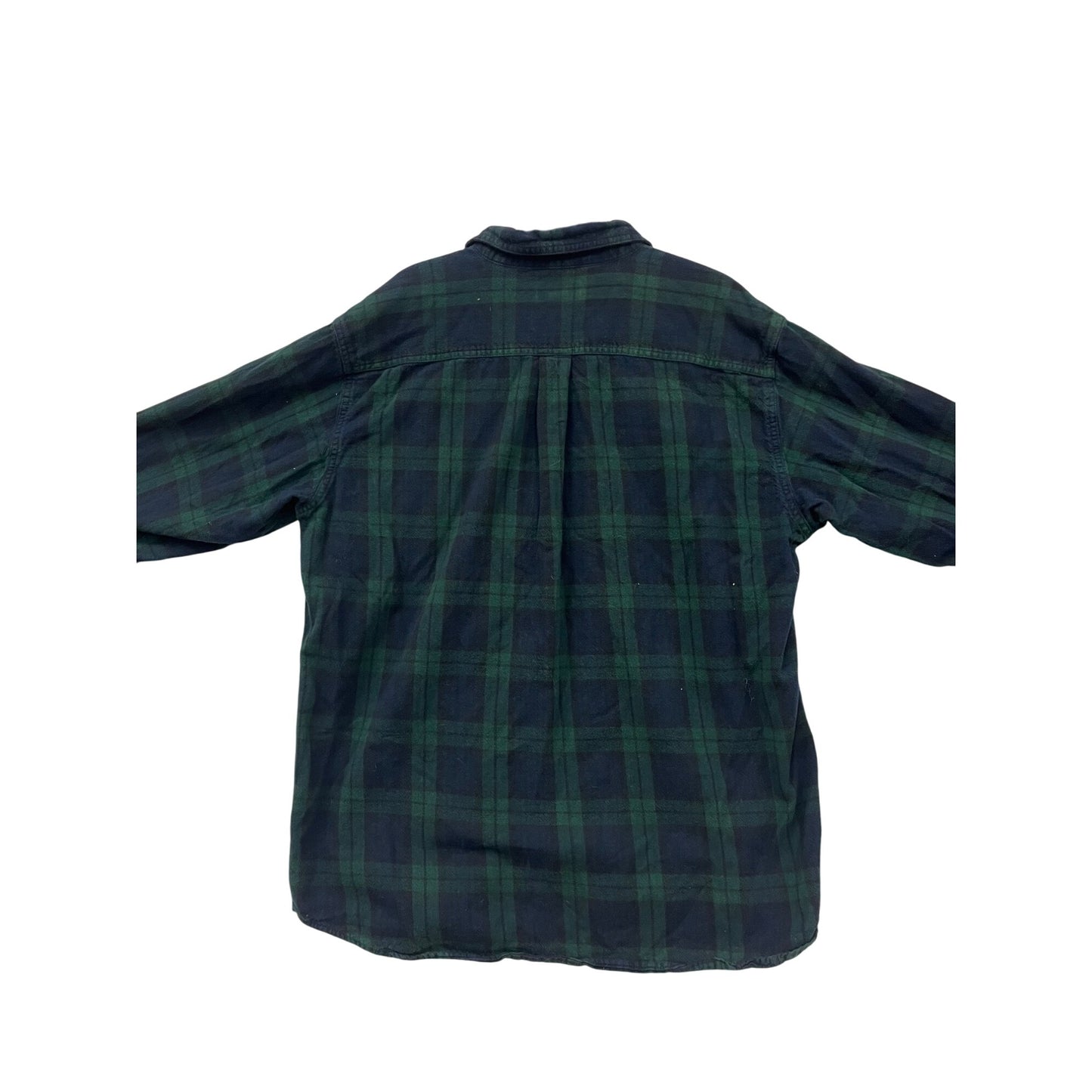 L.L.Bean Mens Traditional Fit Green & Navy Plaid Flannel Shirt L Long Sleeve #6895