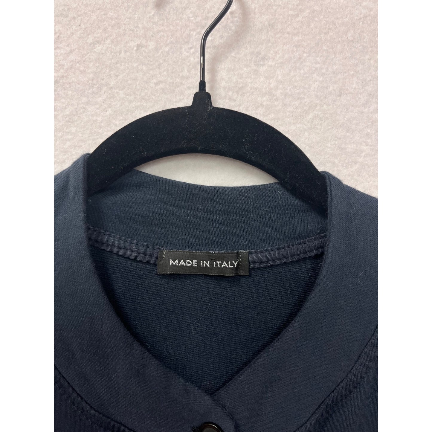 Womens XL Navy Long Sleeve Button Front Tiered Cotton Dress Made In Italy #6867