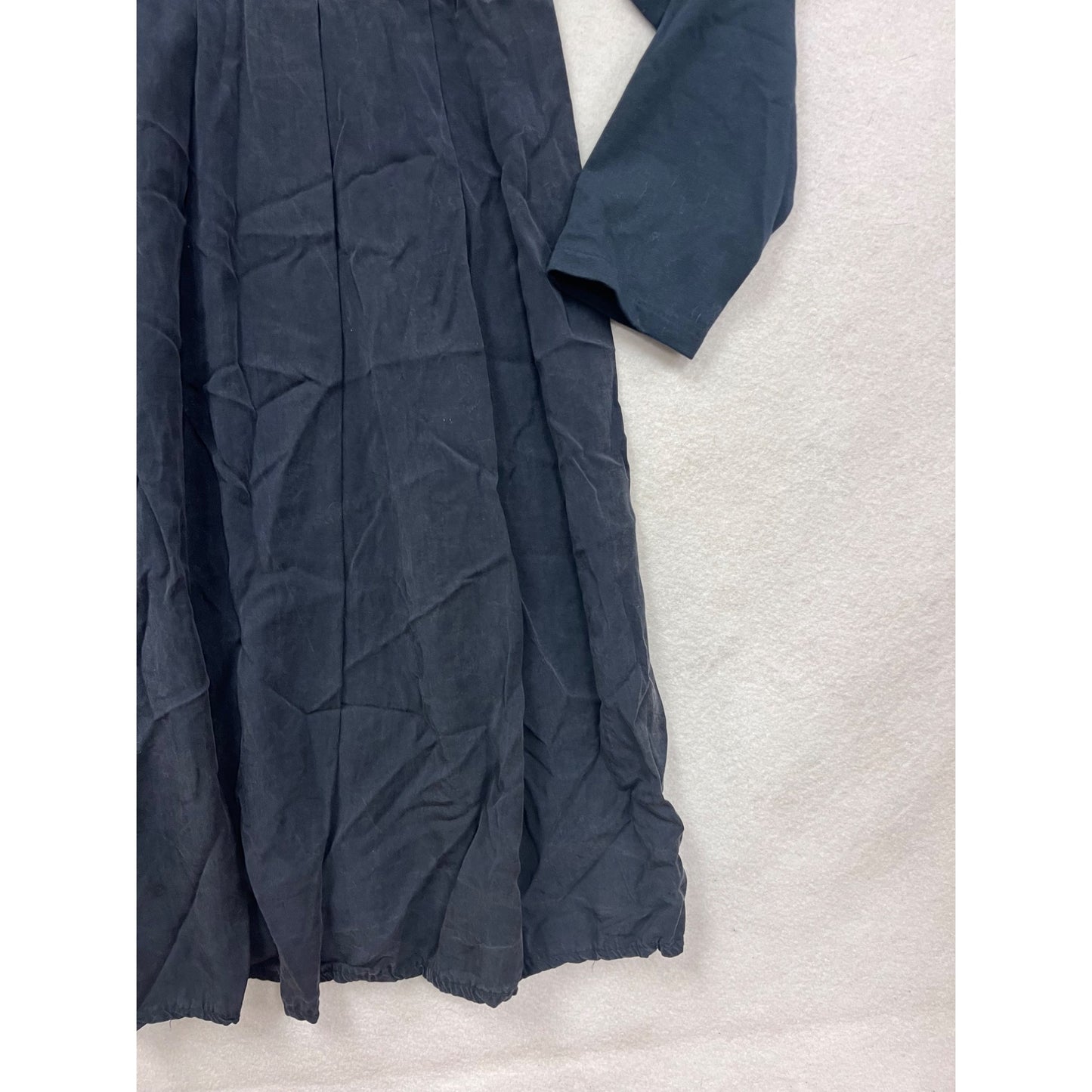 Womens XL Navy Long Sleeve Button Front Tiered Cotton Dress Made In Italy #6867