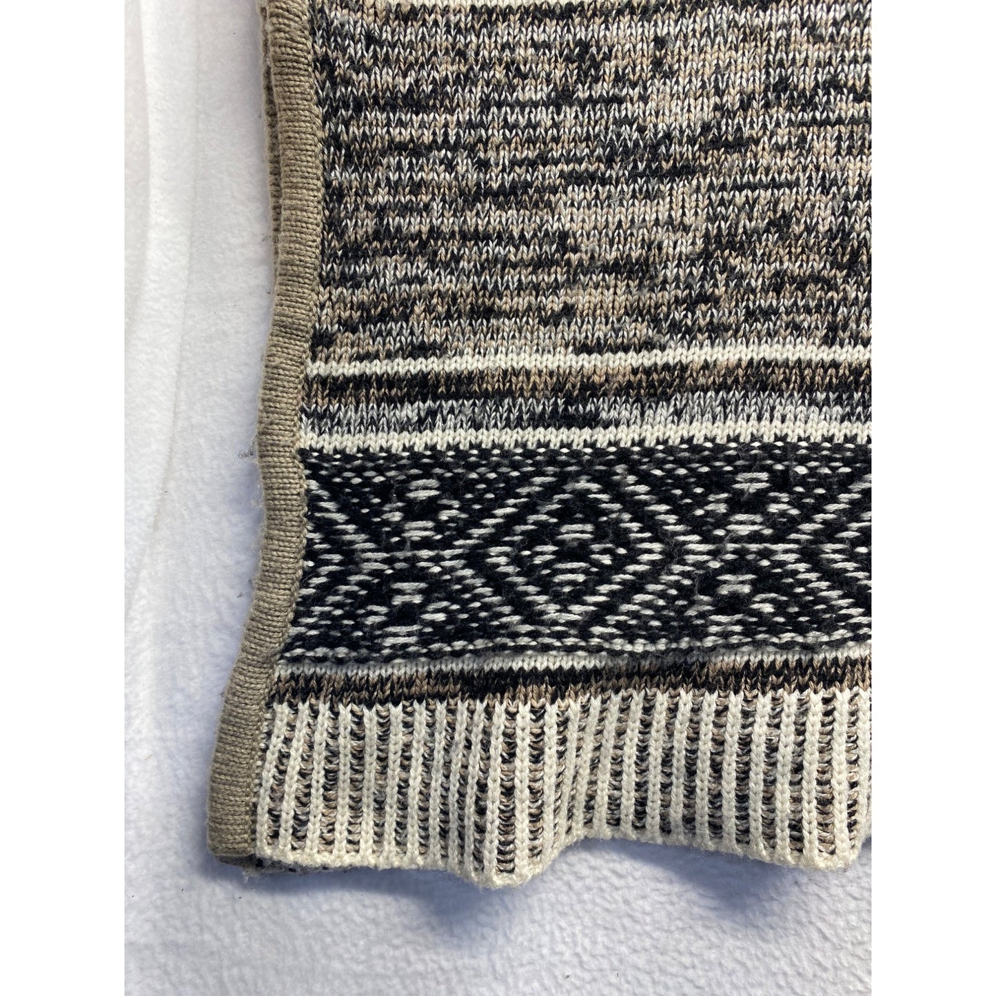 Gap Striped Wool Blend Poncho Shawl With Geometric Patterns In Neutral Tones #7110