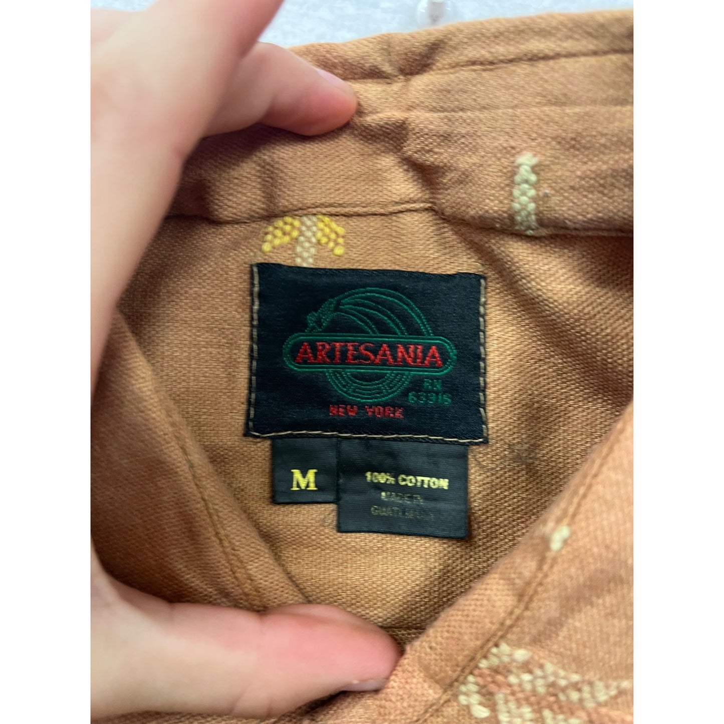 Vintage Artesania New York Mens Cotton Button-Up Shirt #8308