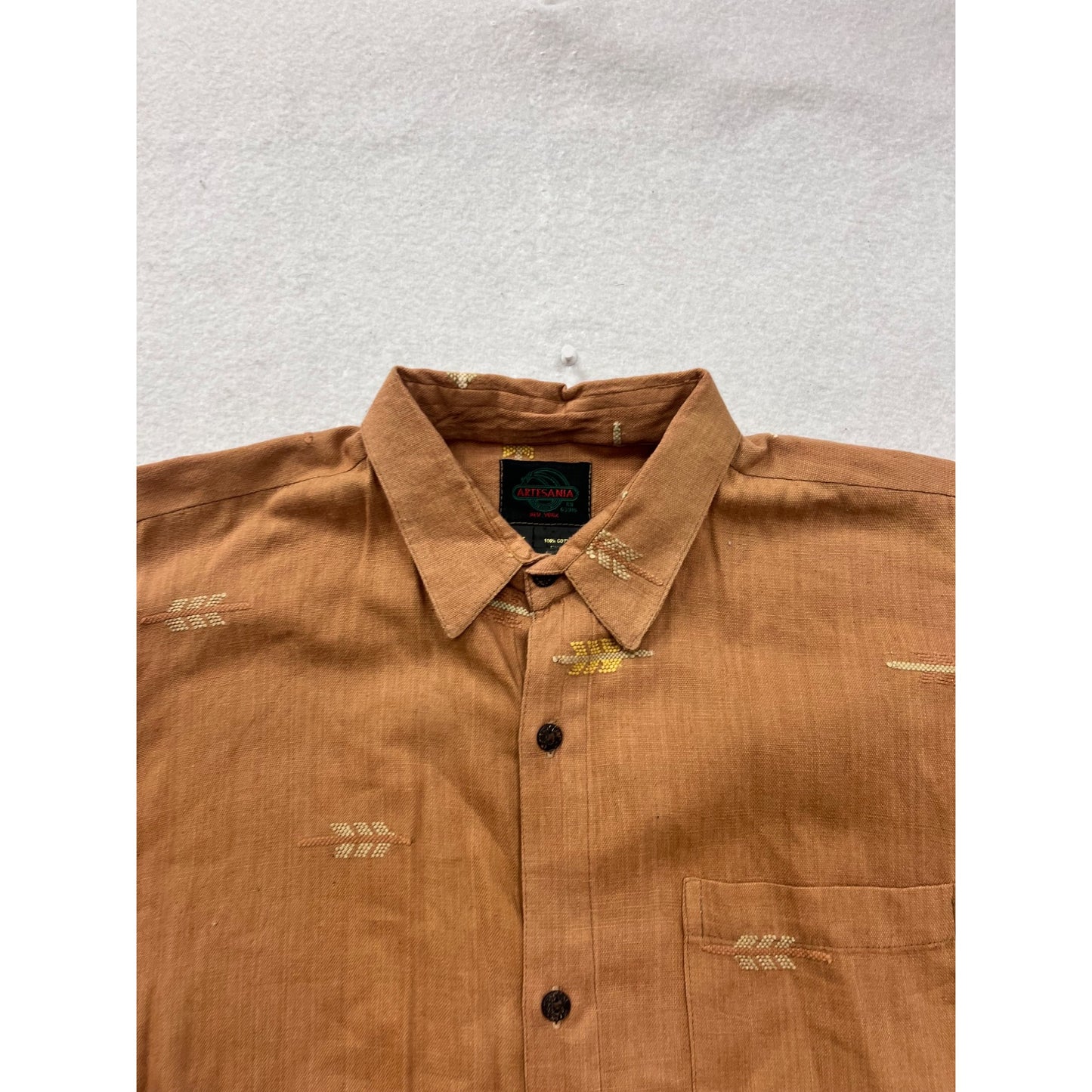 Vintage Artesania New York Mens Cotton Button-Up Shirt #8308