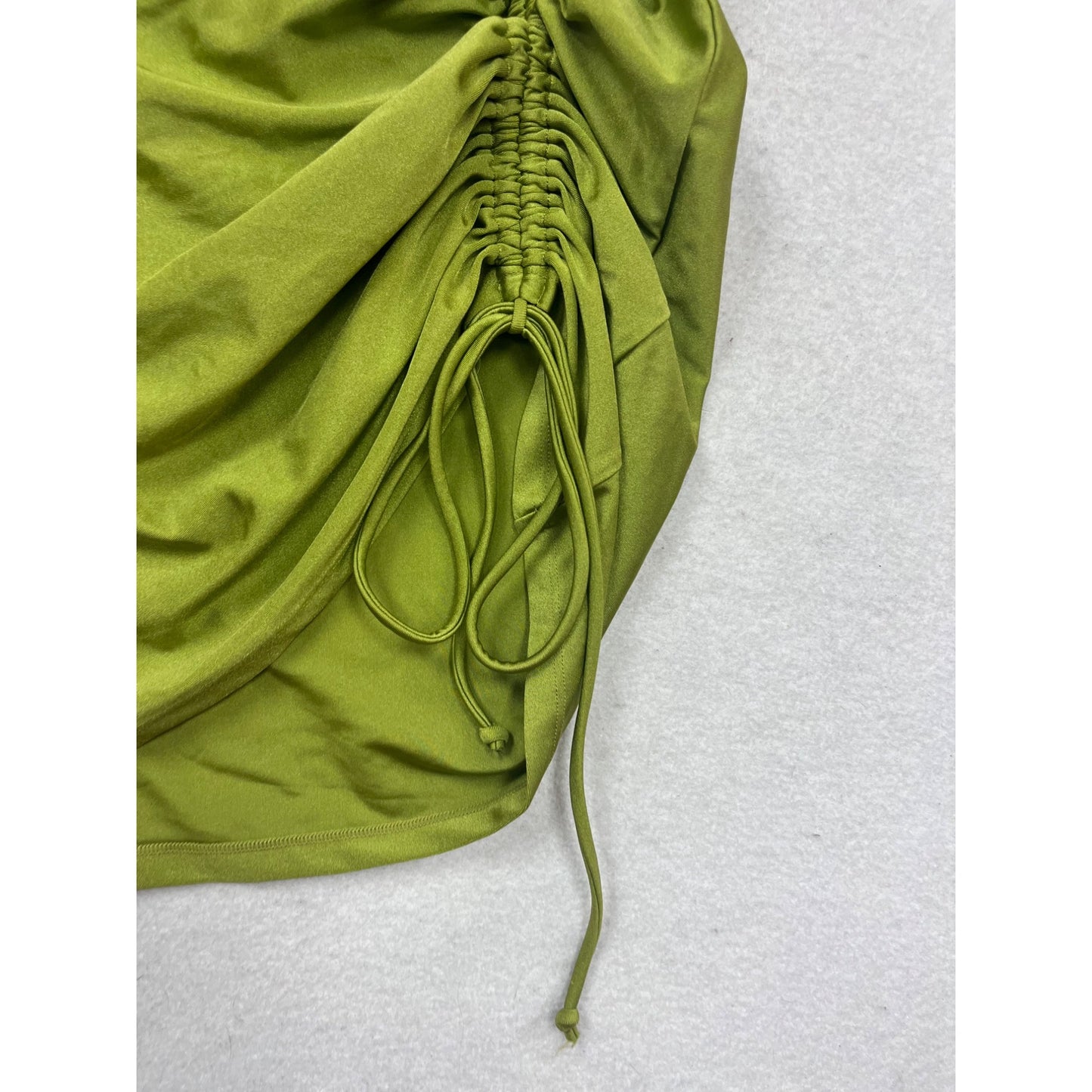 White Fox Olive Green Ruched Swim Cover S/M #909A