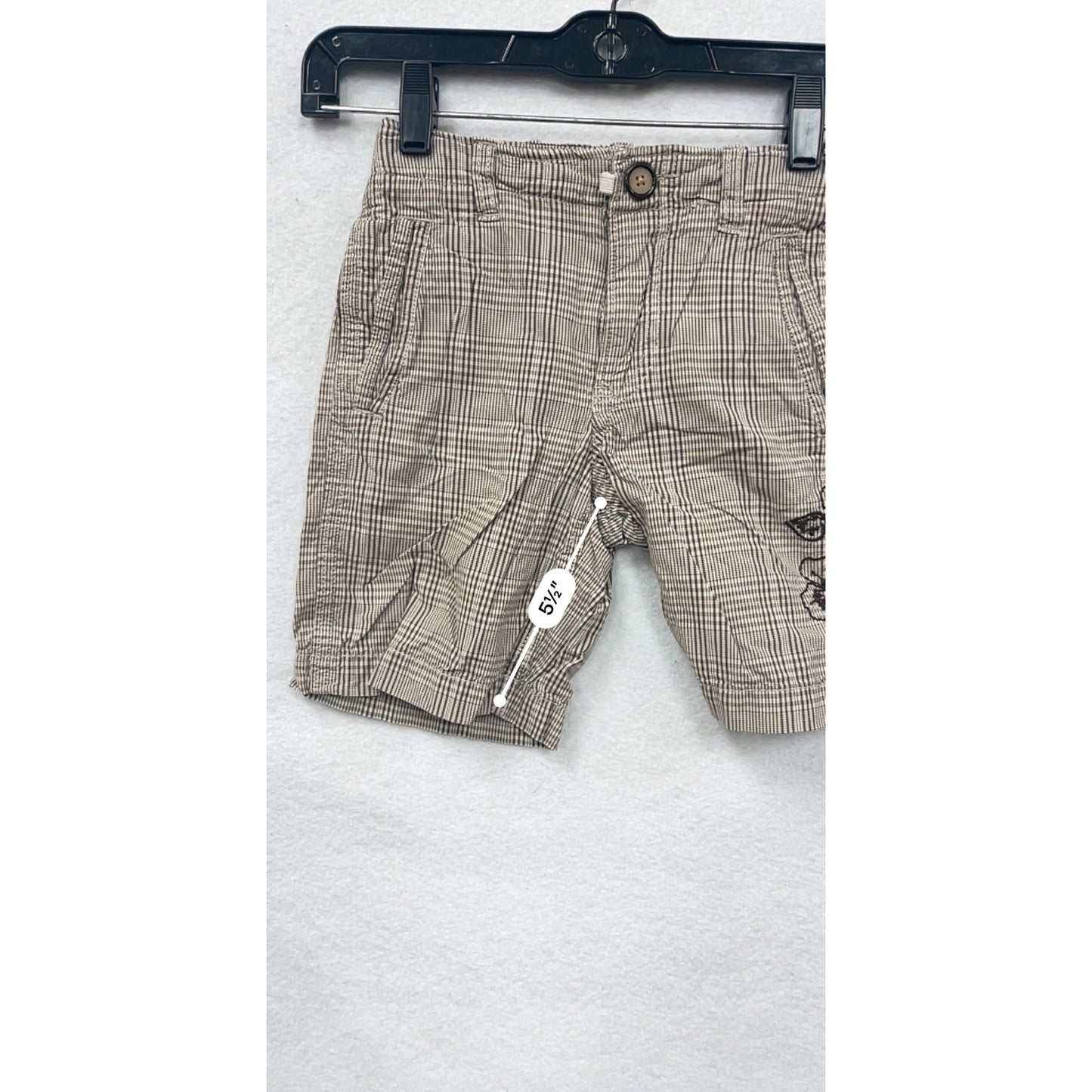 Boys GAP Kids 5-Slim Plaid Cotton Shorts W/ Embroidered Floral Side Detail #8003