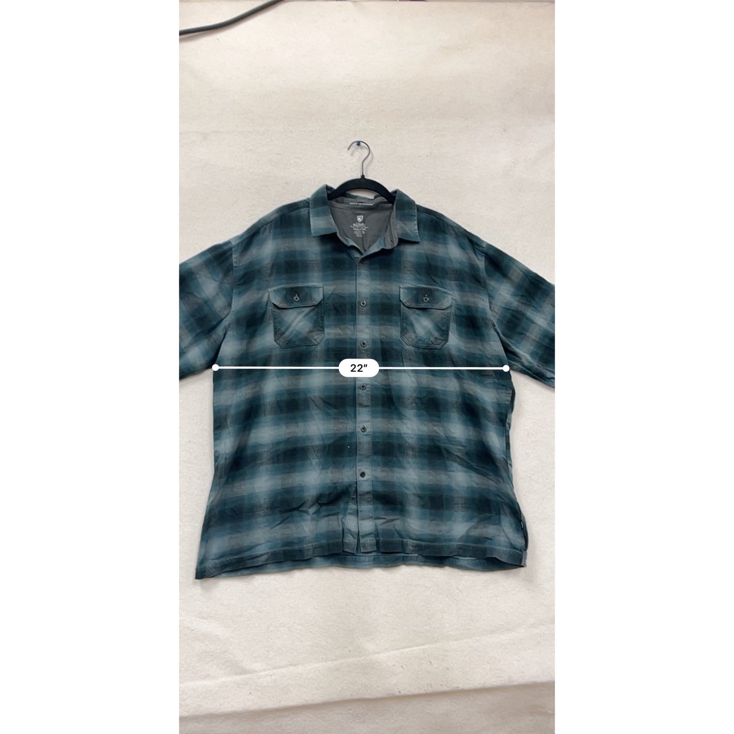 Kuhl Blue Plaid Long Sleeve Button-Up Shirt #864A