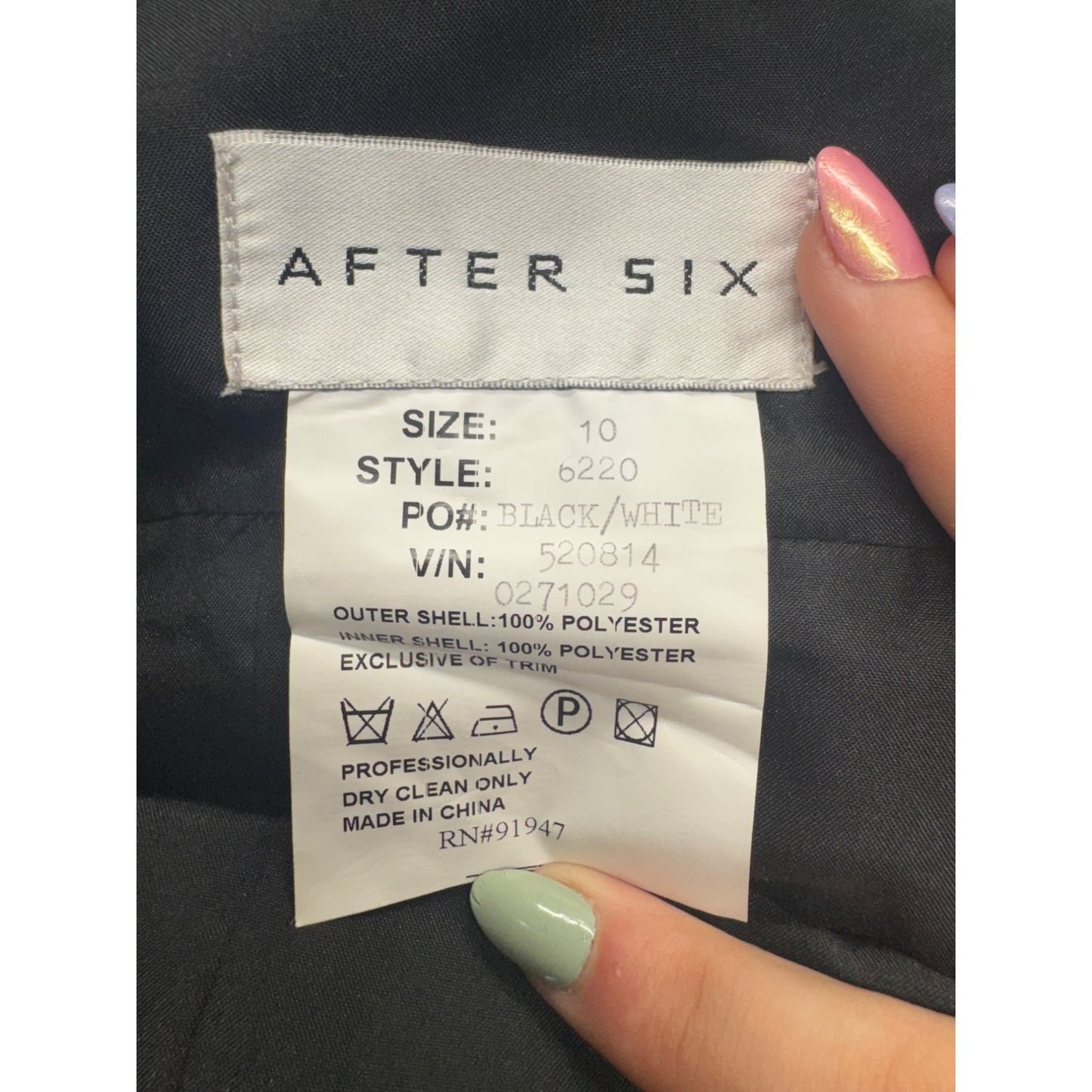 Womens Black & White Sleeveless V-Neck Cocktail Dress Size 10 #7814