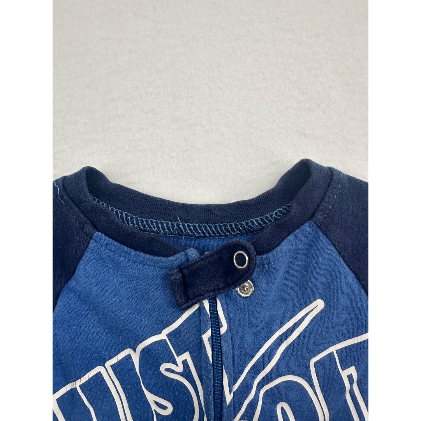 Nike Baby Long Sleeve Footed Onesie 9M Blue "Just Do It" Graphic #6321