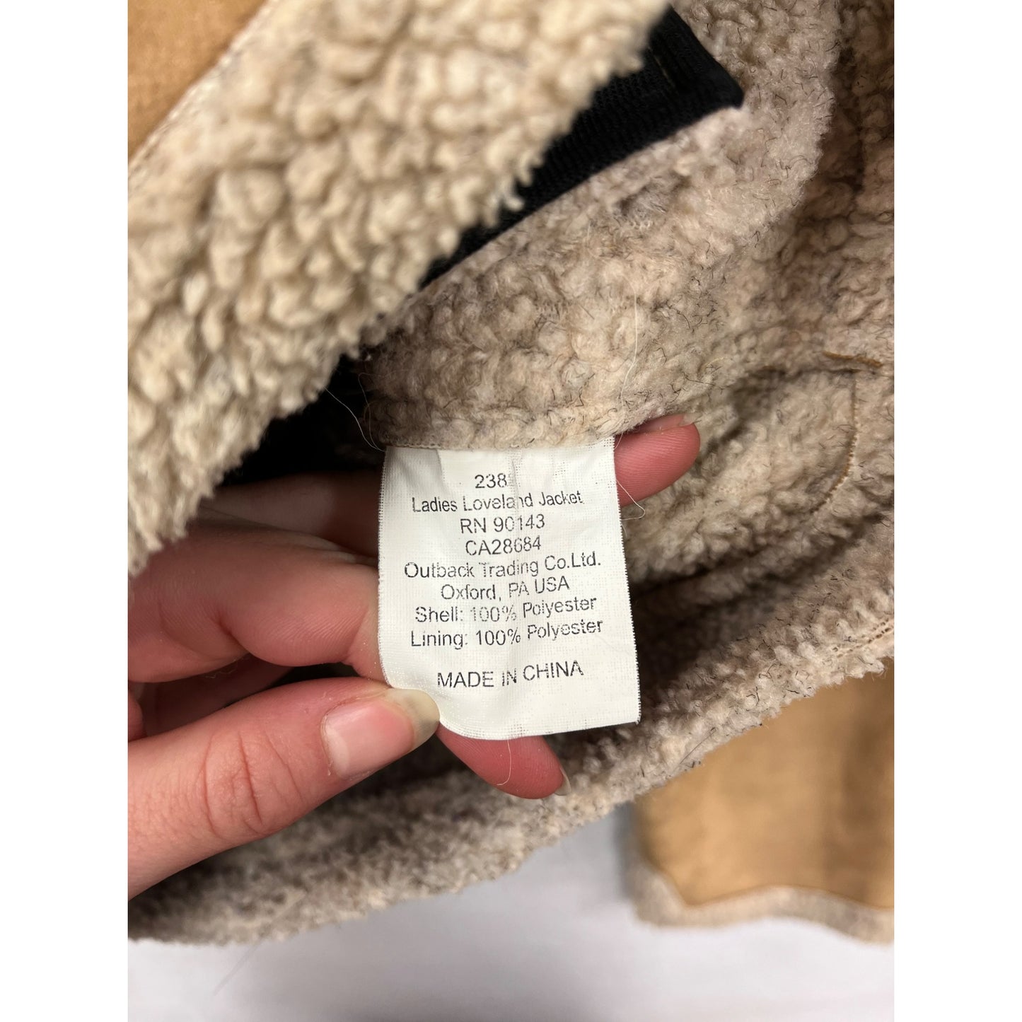Women’s Outback Loveland Suede & Sherpa Lined Tan & Cream Jacket #6051