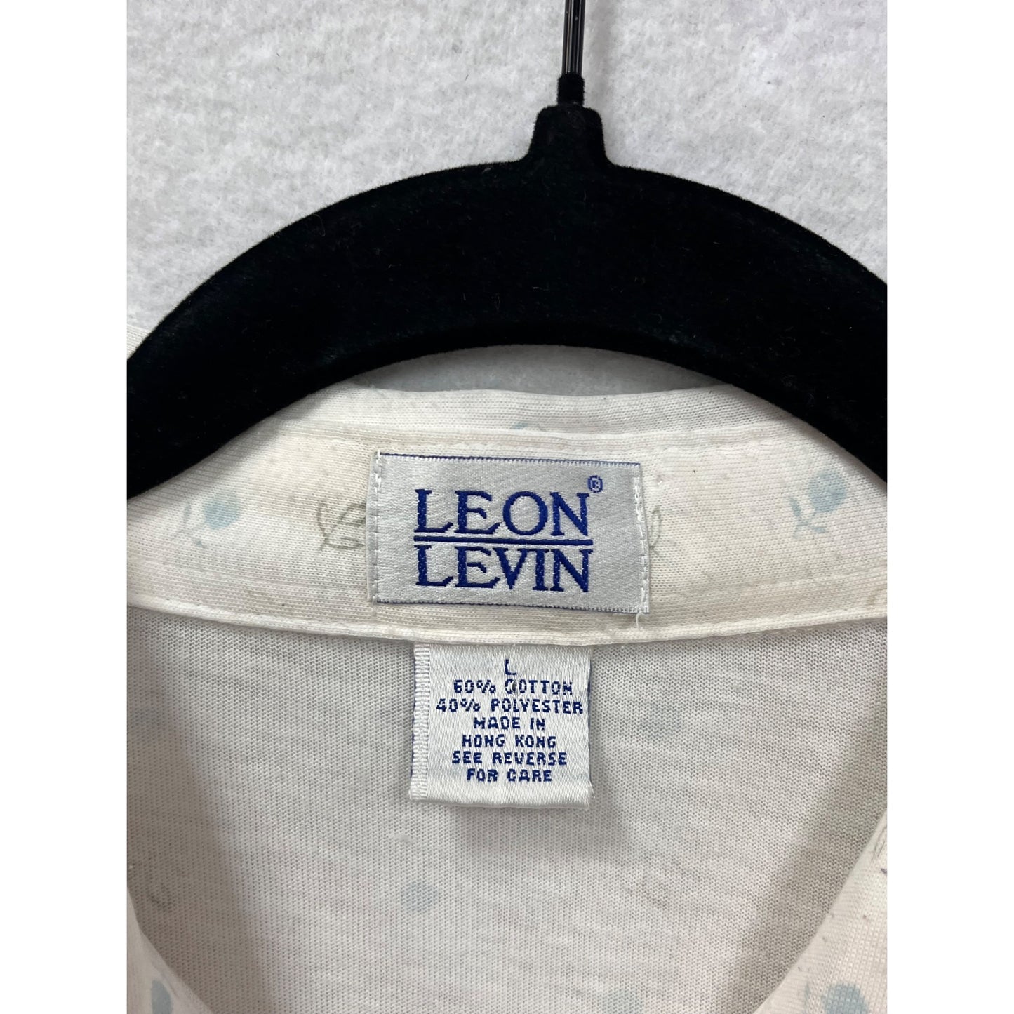 Leon Levin Womens Large White Floral Polo Short Sleeve Shirt #6715