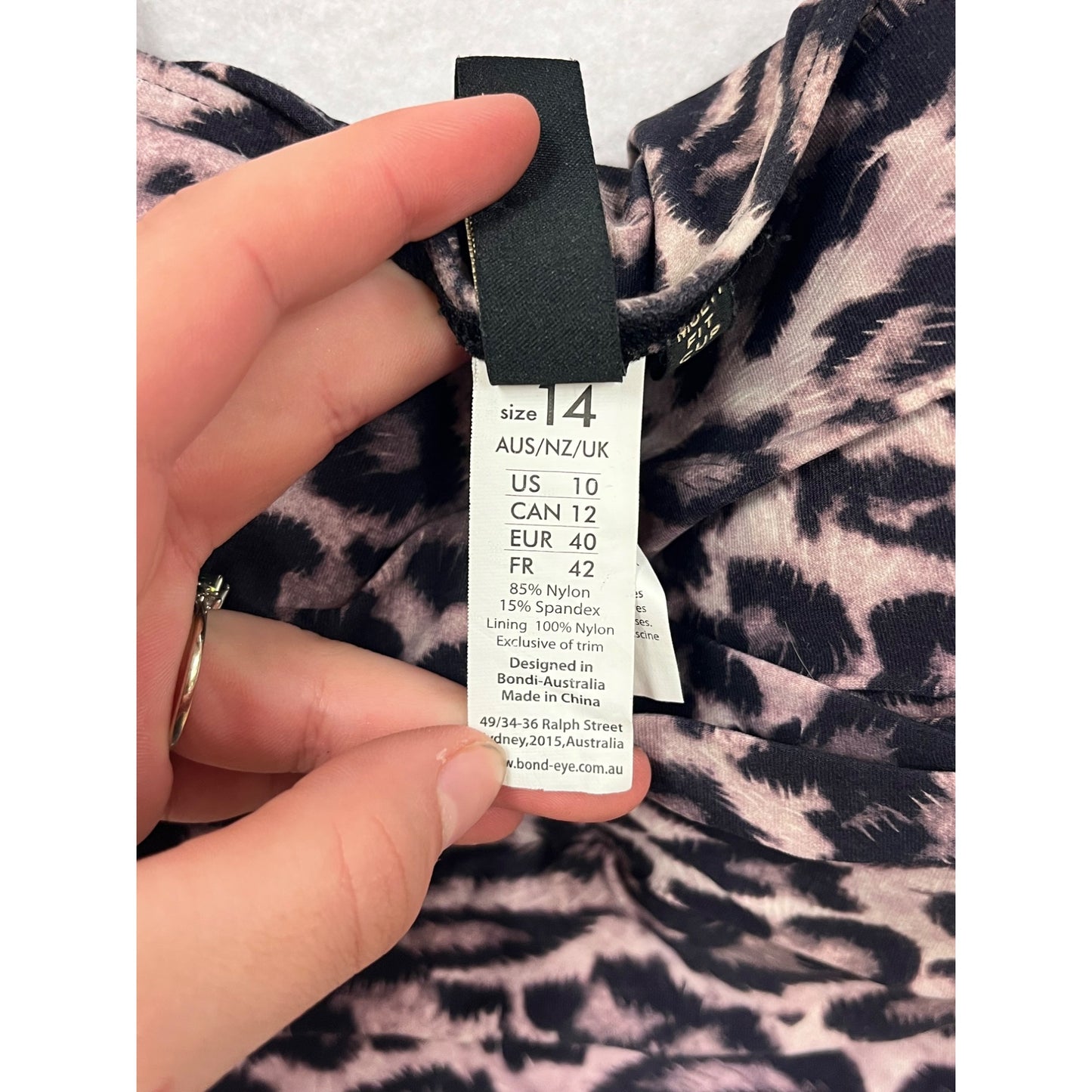 Bond-Eye Australia Leopard Print One-Piece Swimsuit Size 14 #8365
