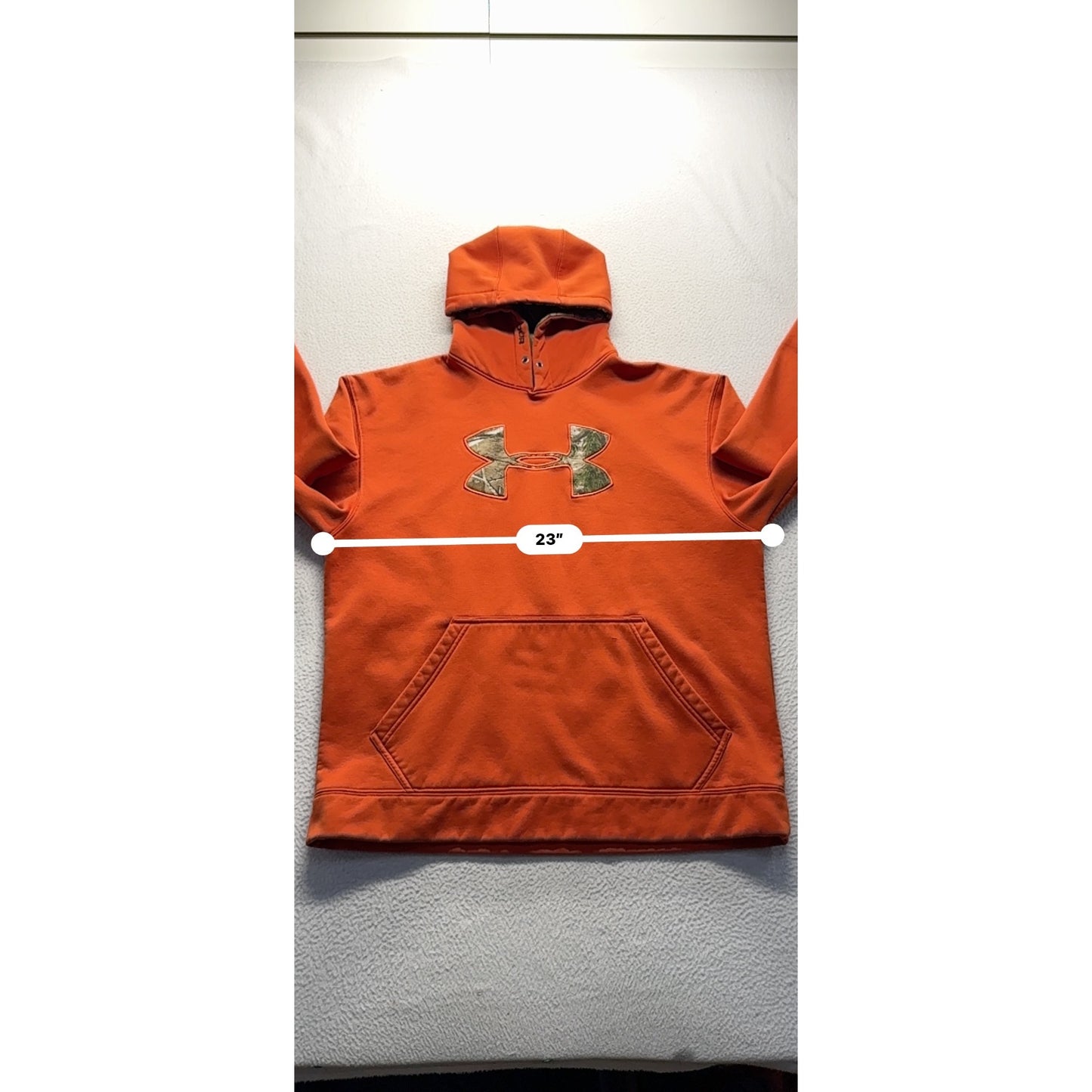 Under Armour Orange Hoodie Camo Logo Storm Pullover LG #9289