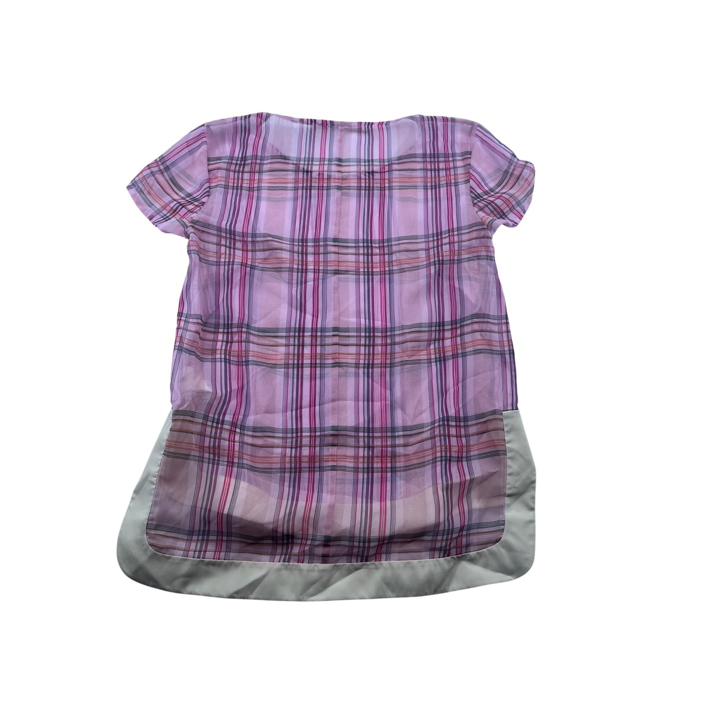 J Brand Womens Plaid Sheer Blouse With Layered Hem #6206