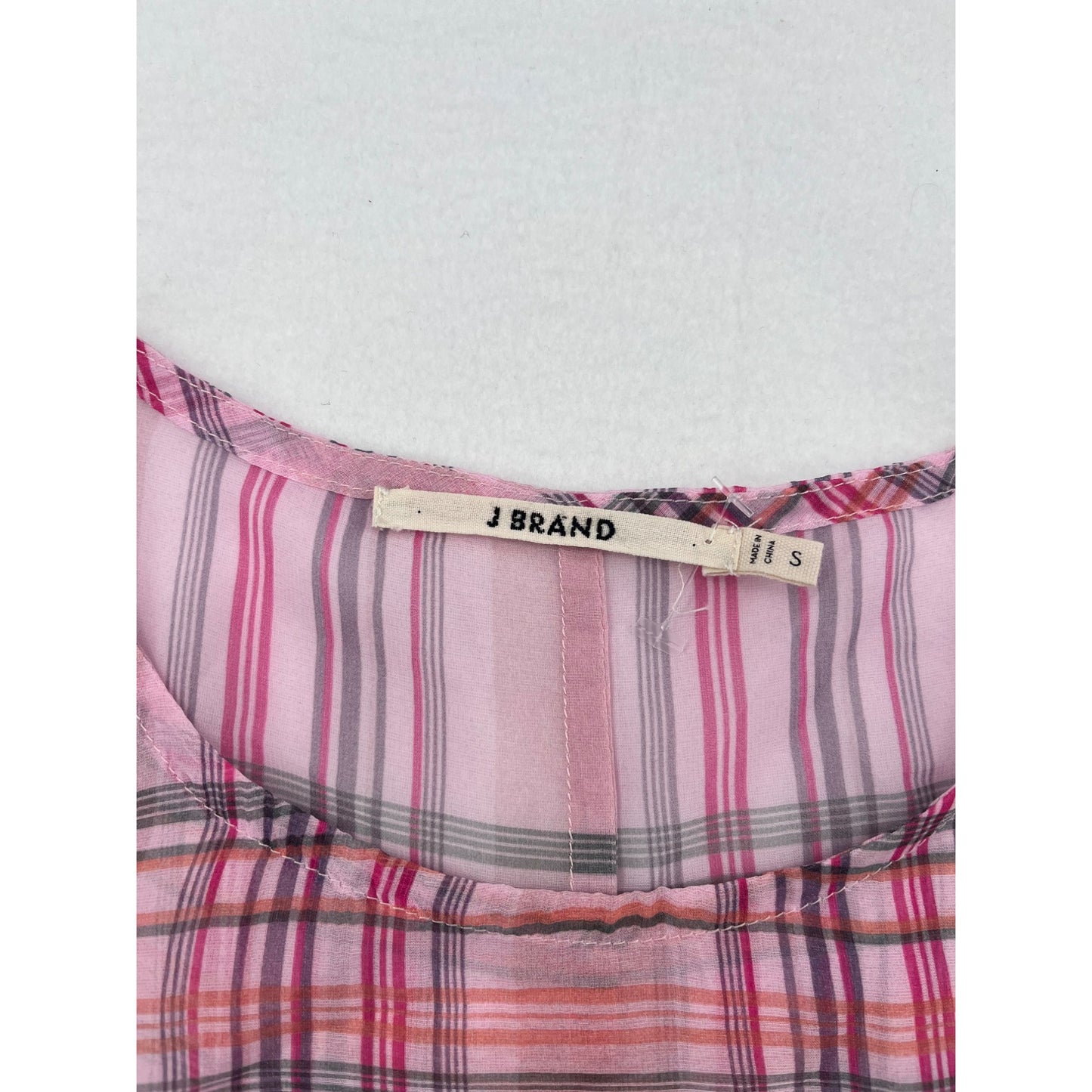 J Brand Womens Plaid Sheer Blouse With Layered Hem #6206