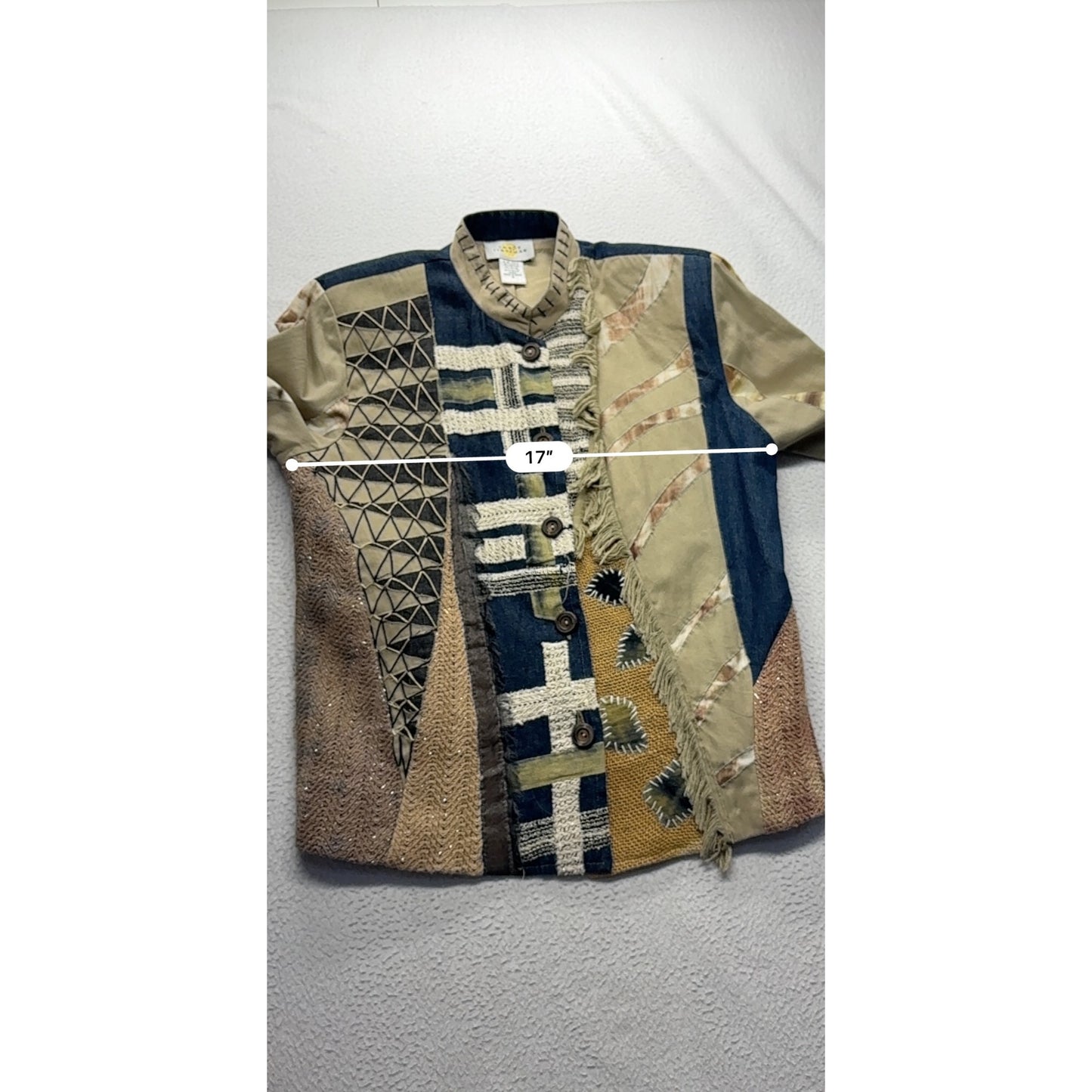 Patchwork Blazer By Sandy Starkman Small Size With Mixed Prints #7698