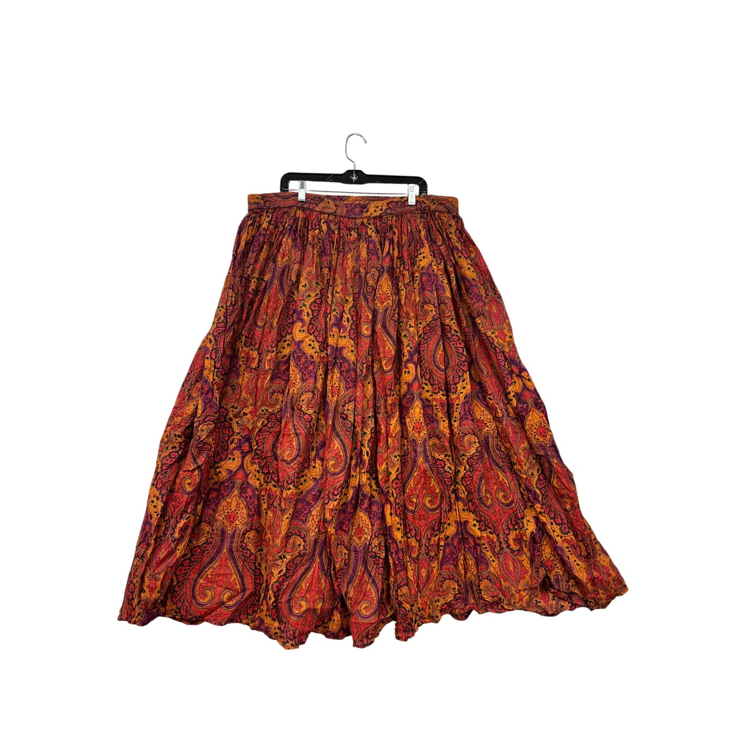 Vintage 80s Passports Orange & Purple Paisley Maxi Skirt Womens 2-3XL #6766