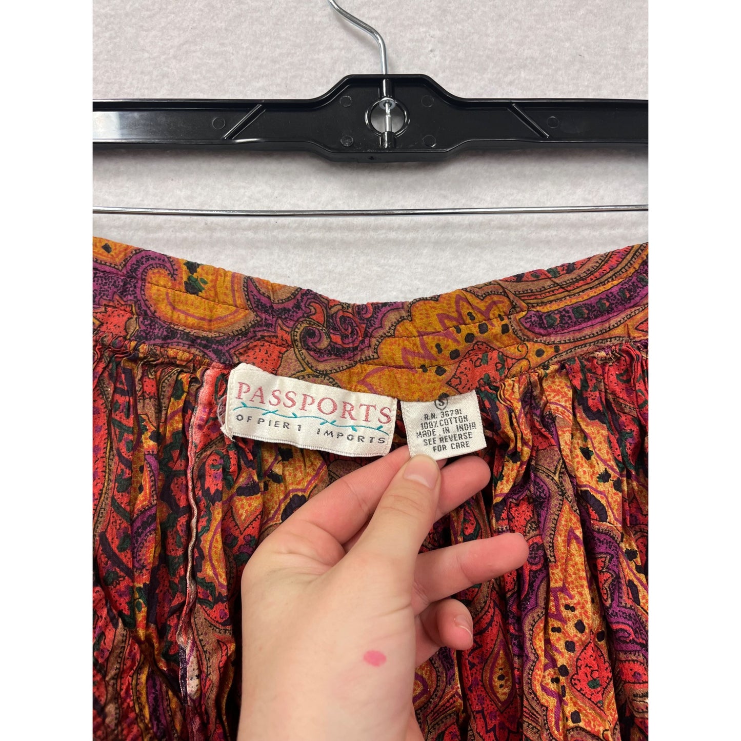 Vintage 80s Passports Orange & Purple Paisley Maxi Skirt Womens 2-3XL #6766