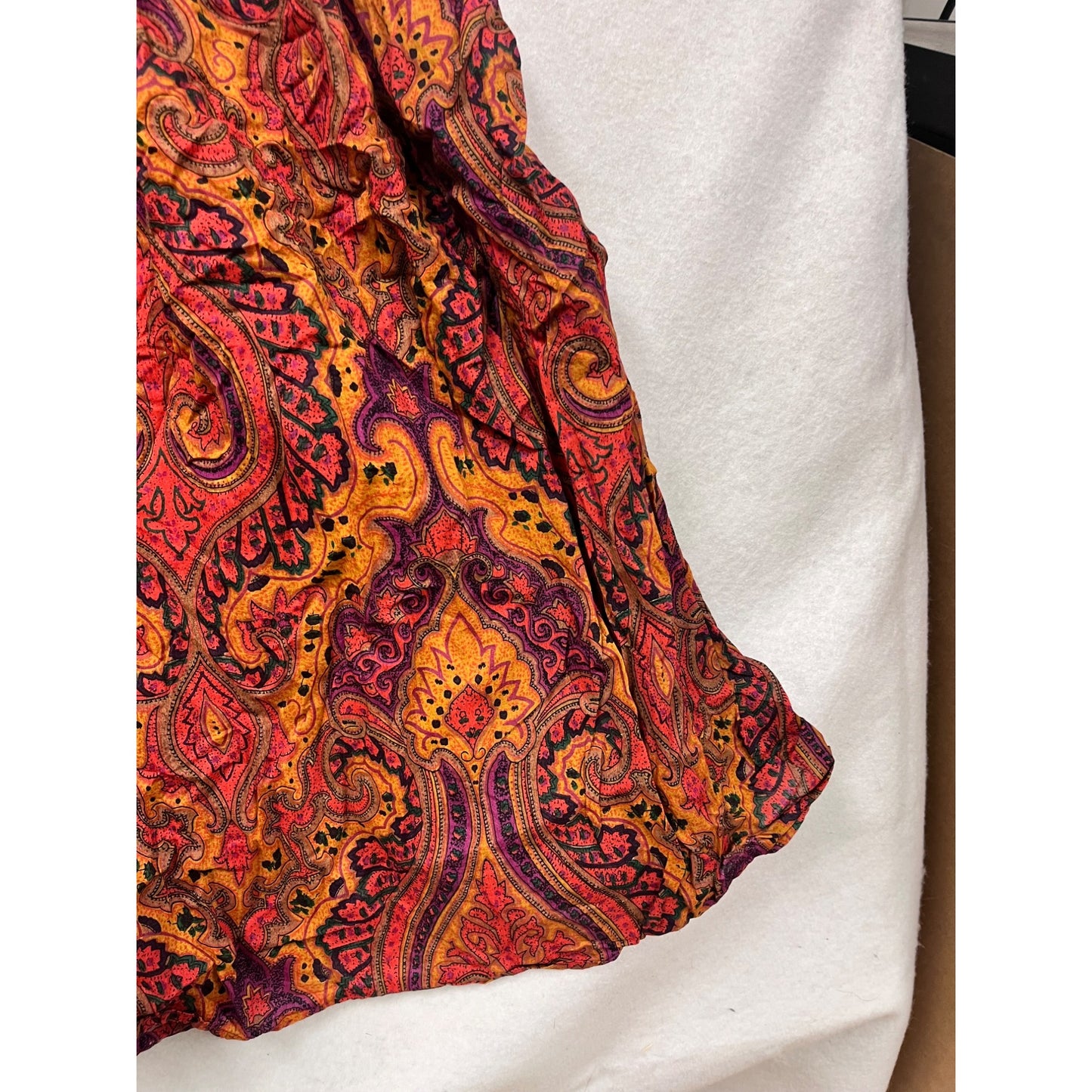 Vintage 80s Passports Orange & Purple Paisley Maxi Skirt Womens 2-3XL #6766