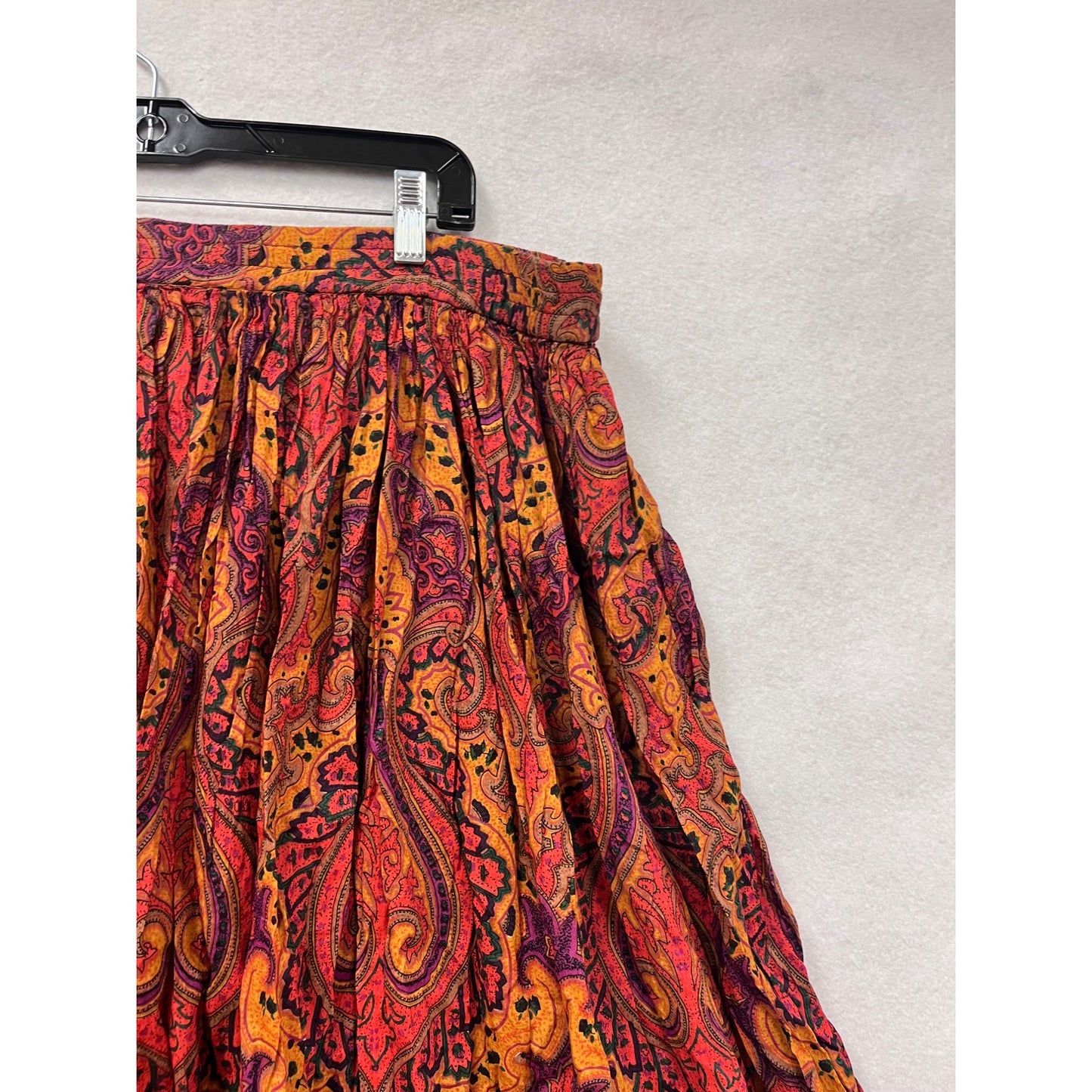 Vintage 80s Passports Orange & Purple Paisley Maxi Skirt Womens 2-3XL #6766