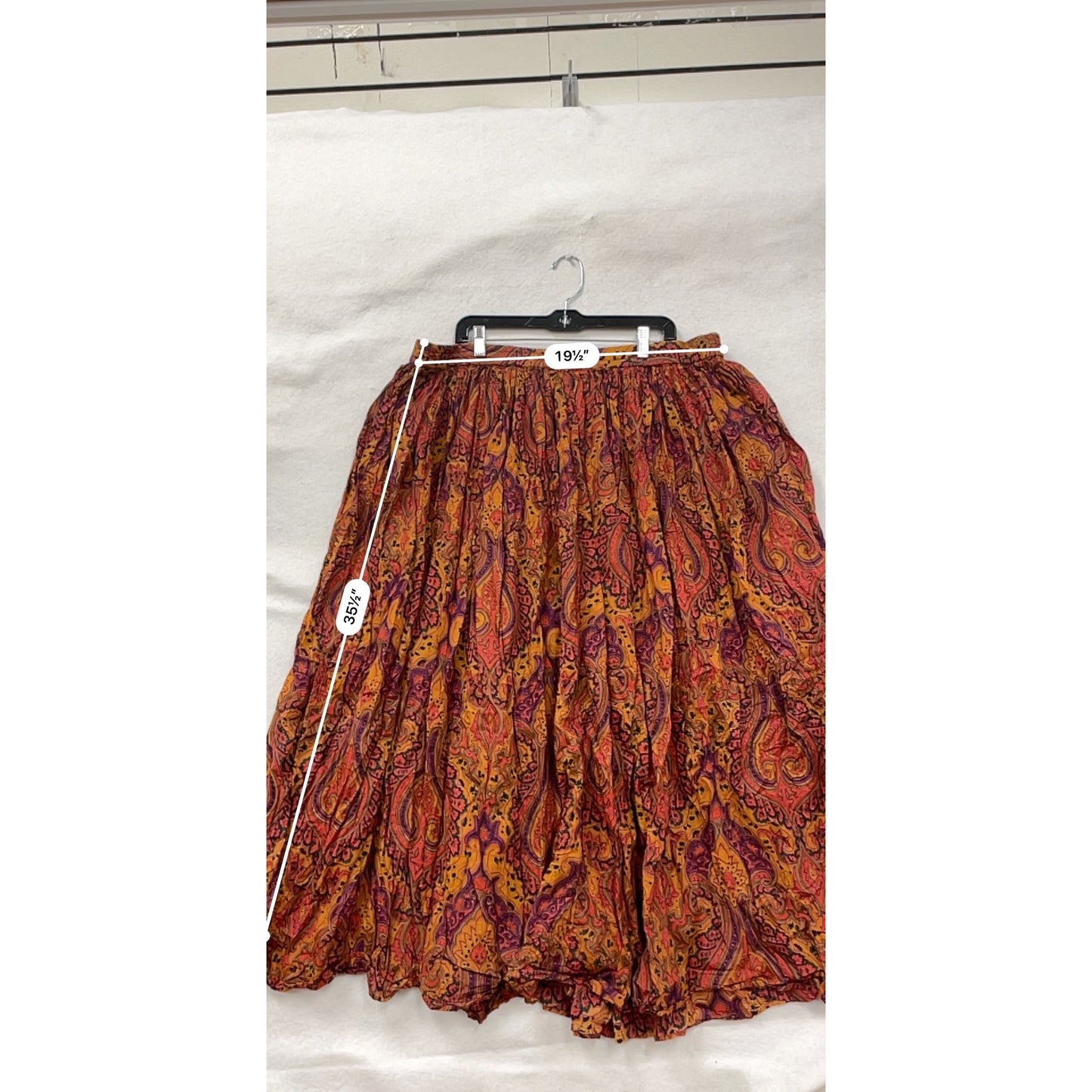 Vintage 80s Passports Orange & Purple Paisley Maxi Skirt Womens 2-3XL #6766