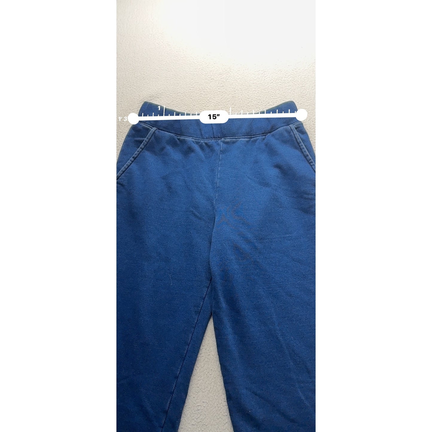 Lands End Serious Sweats Elastic Waist Blue Sweatpants Size S 6-8 35" #9657