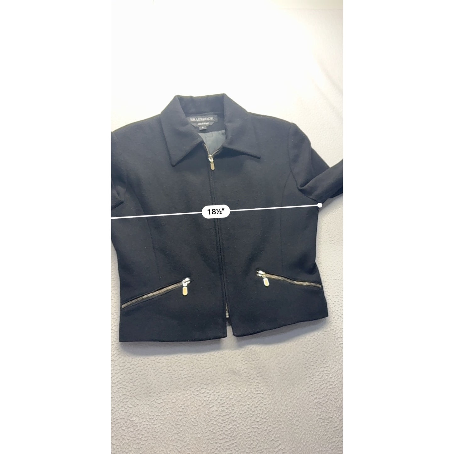 Braebrook Black Cropped Wool Jacket With Gold Zippers Womens Size S #7726