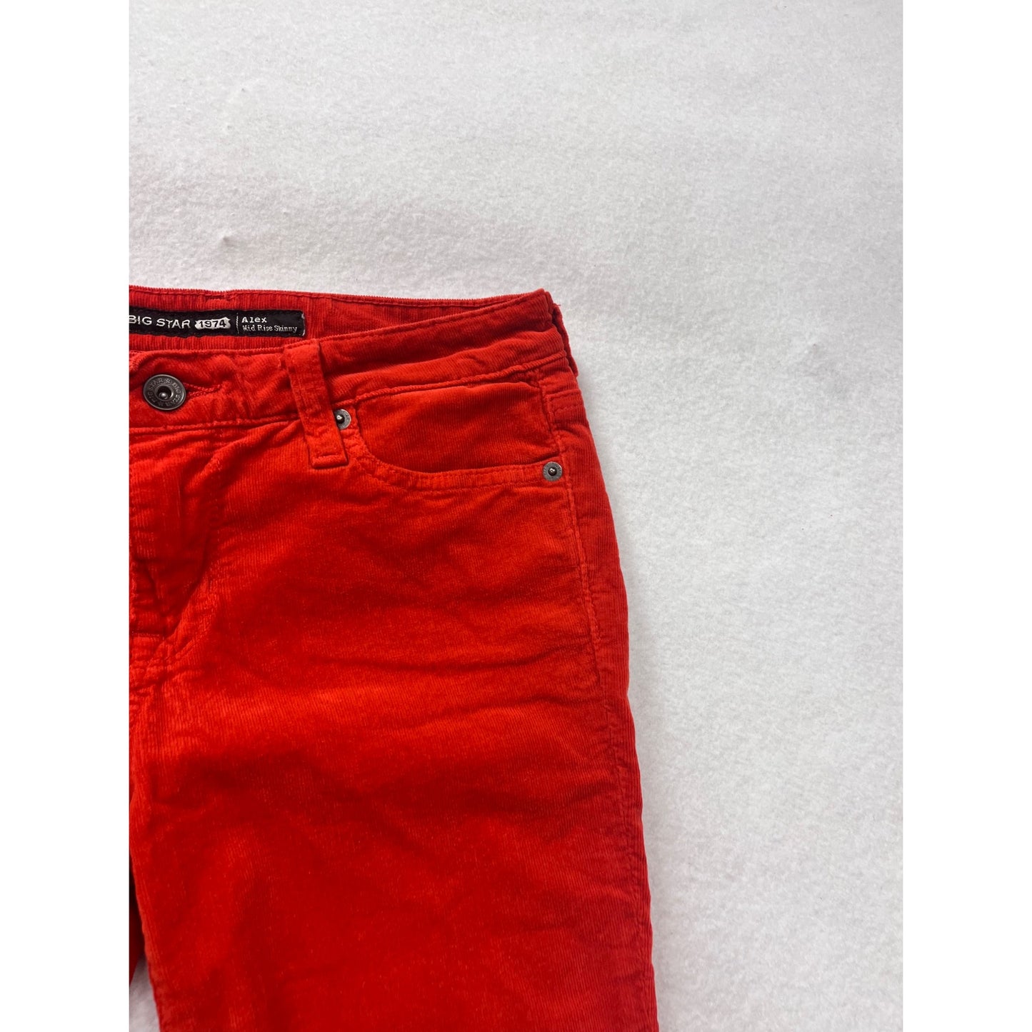 Big Star 1974 Womens Red Corduroy Mid Rise Skinny Pants Size 28 Cotton & Spandex #6851