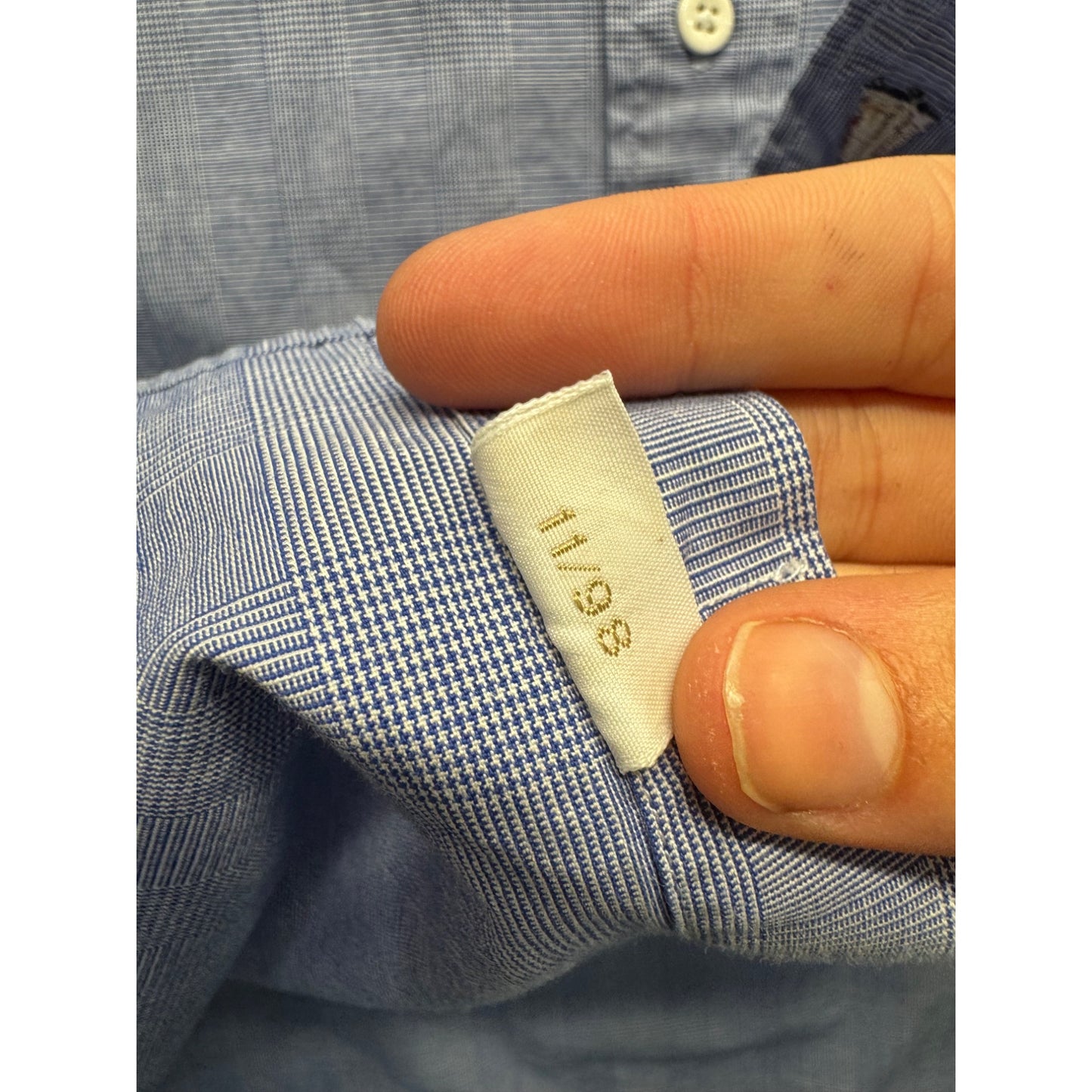 Nordstrom Classic Fit Blue Checkered Long Sleeve Shirt Size 16-33 #9984