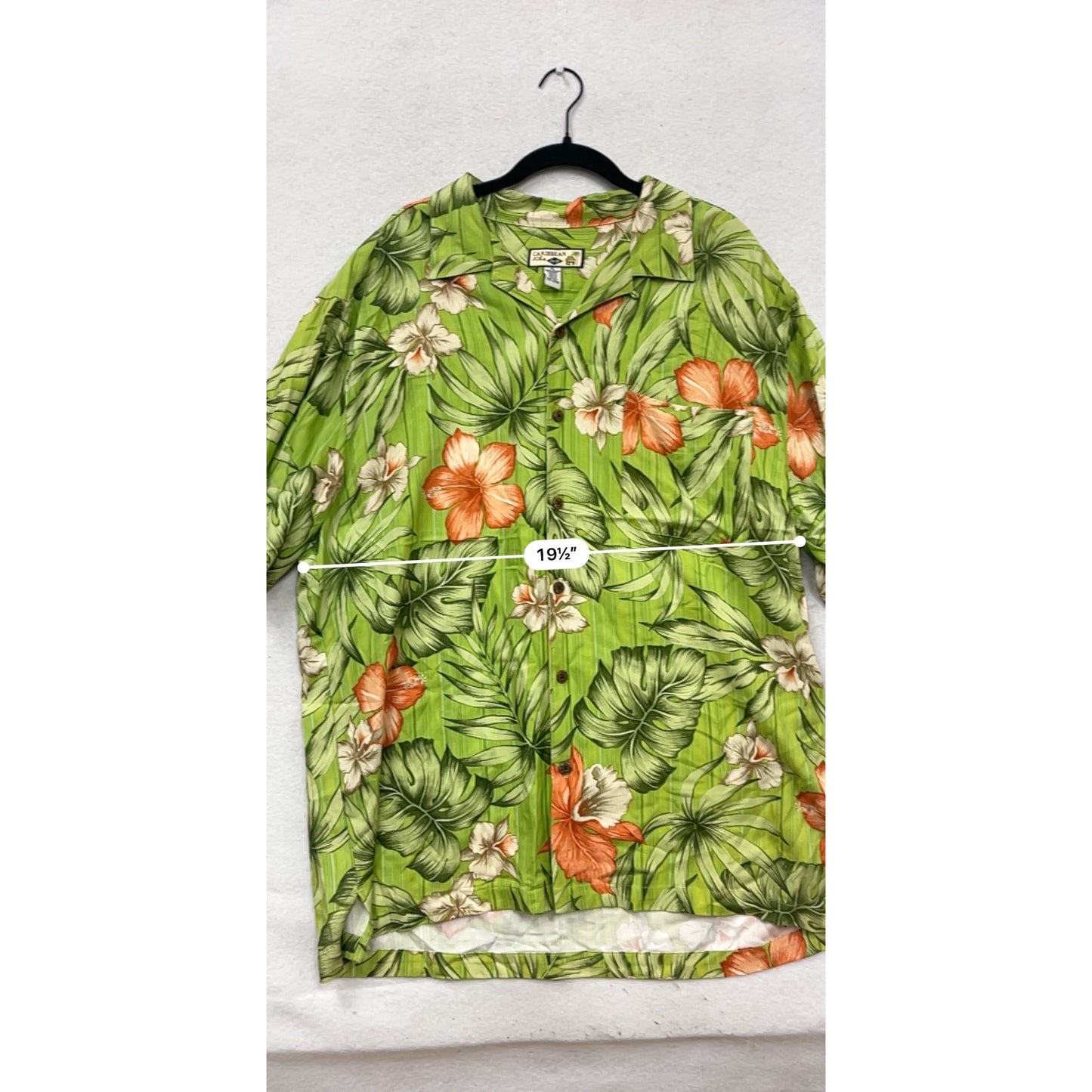 Caribbean Joe Green Tropical Hawaiian Shirt XL #274A