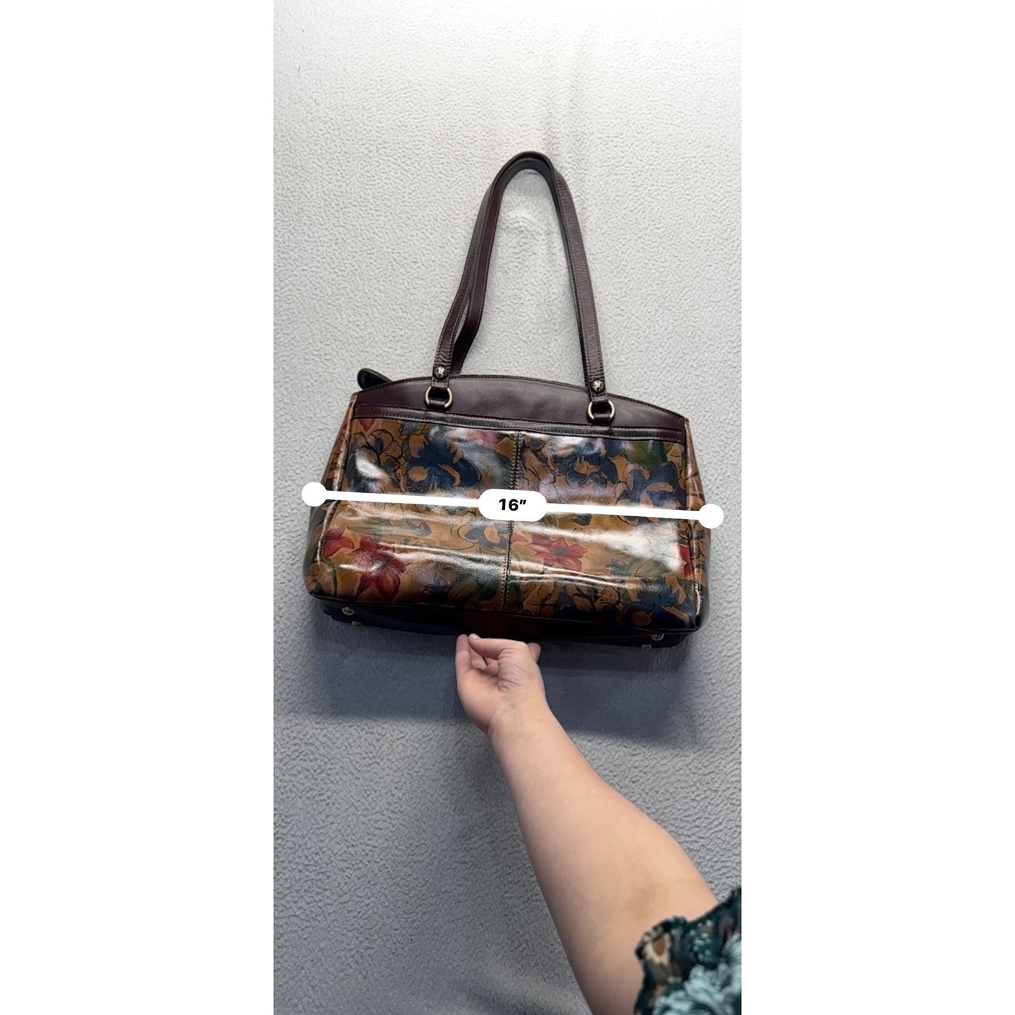Patricia Nash Floral Leather Tote Bag With Double Handles & Zipper #9662