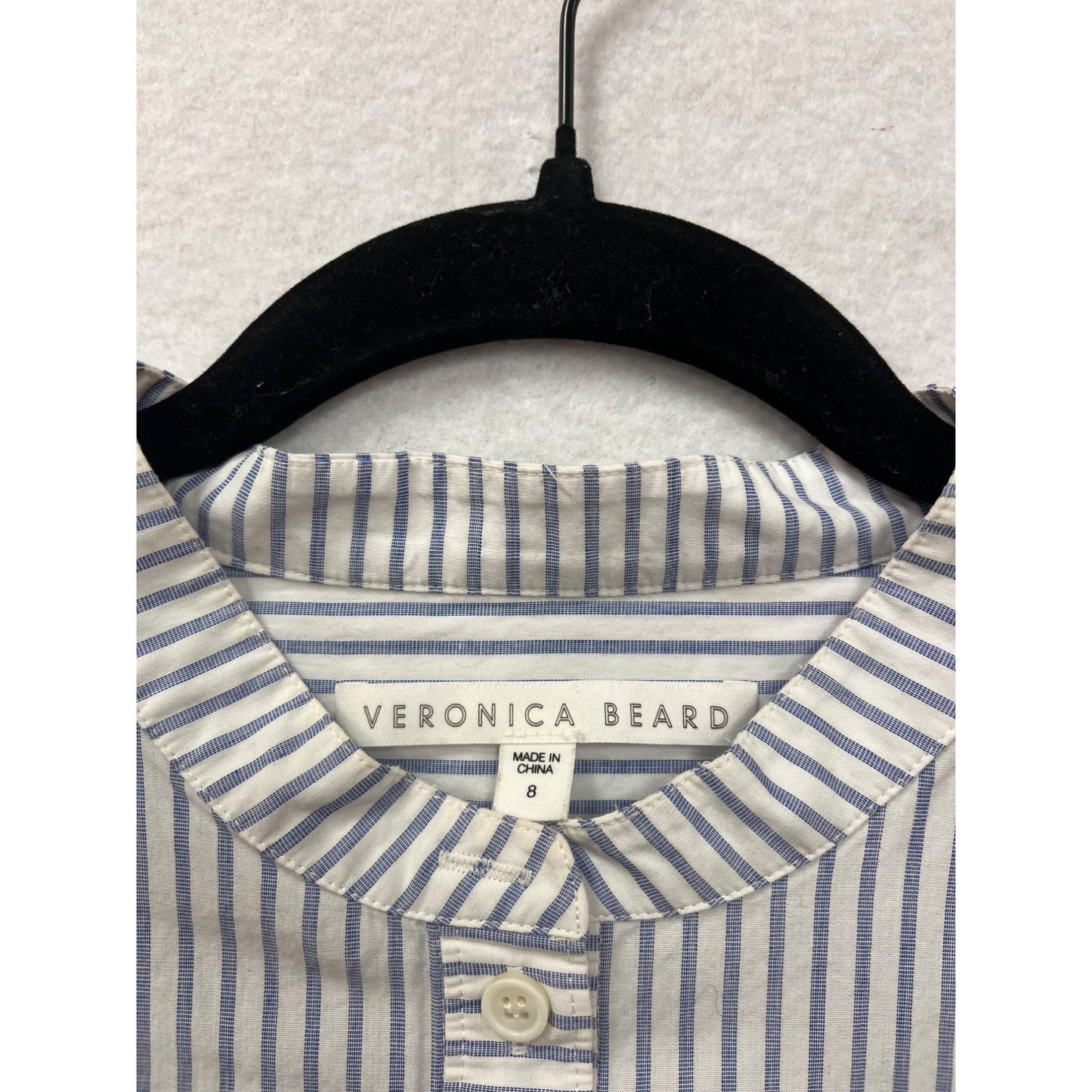 Veronica Beard Striped Hi-Low Button-Front Cotton Shirt Womens Size 8 #6630