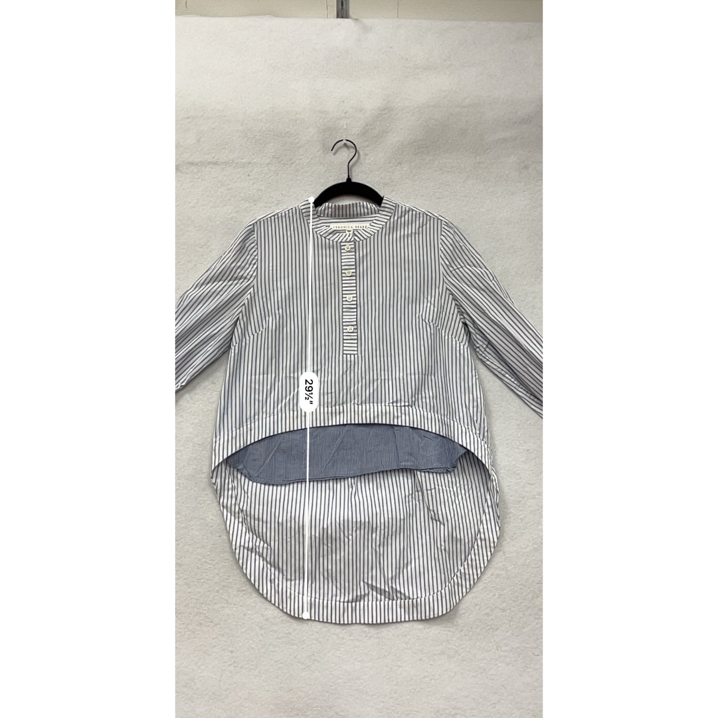Veronica Beard Striped Hi-Low Button-Front Cotton Shirt Womens Size 8 #6630