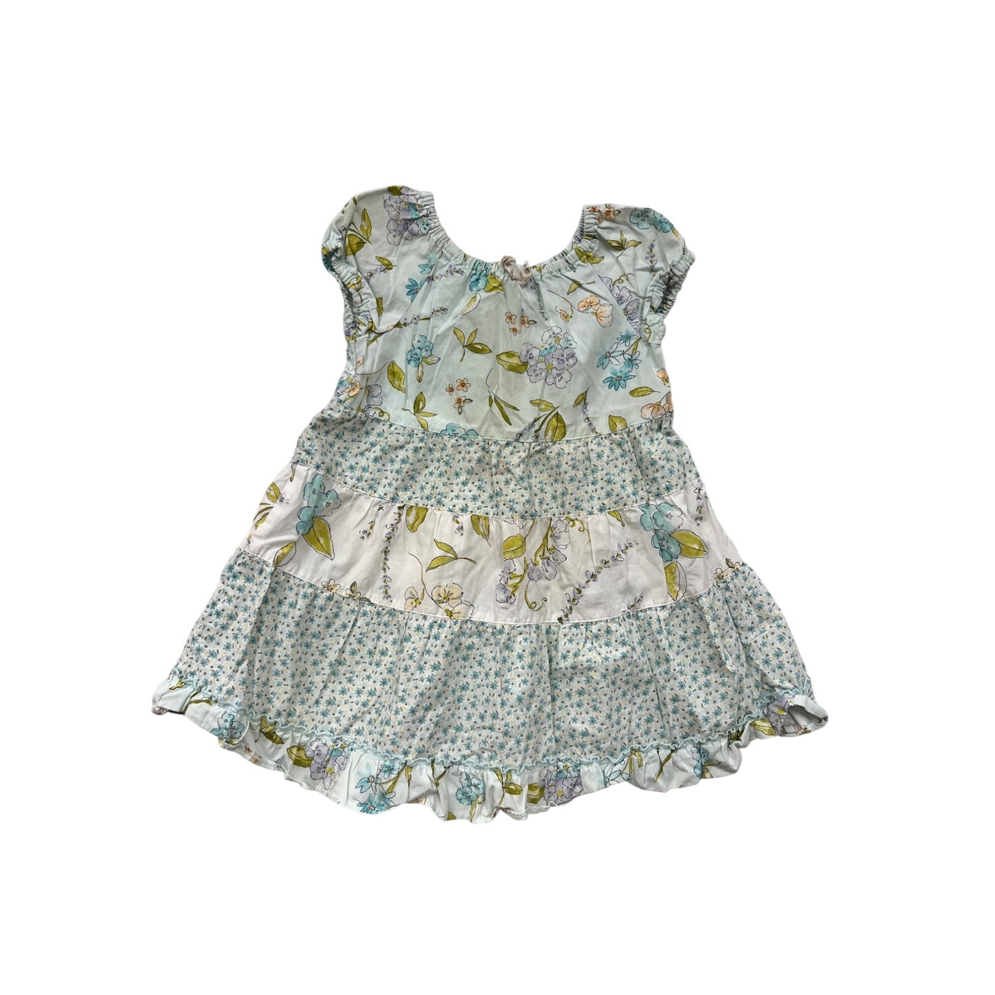 Gymboree Baby Girl Dress 12-18 Mos Floral Print Light Blue/Green Cotton #8383