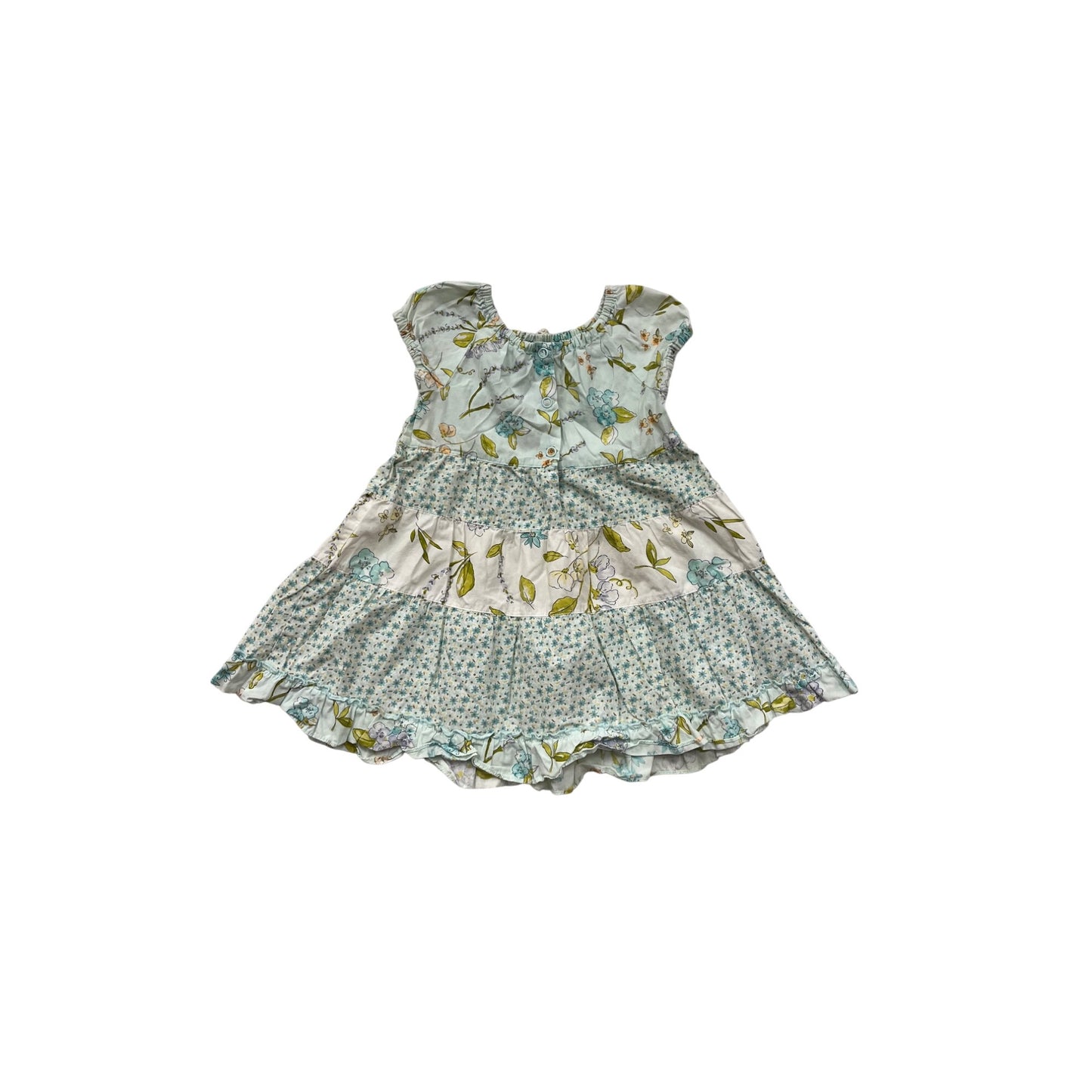 Gymboree Baby Girl Dress 12-18 Mos Floral Print Light Blue/Green Cotton #8383