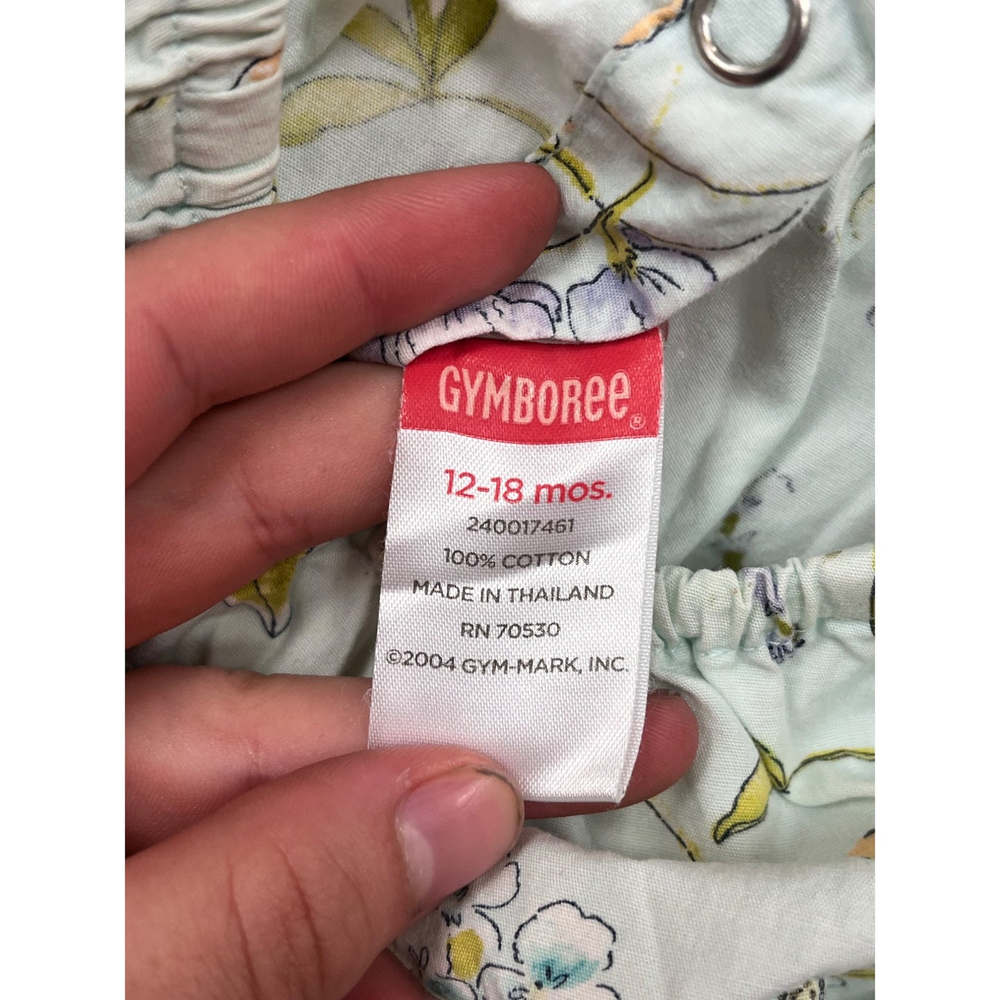 Gymboree Baby Girl Dress 12-18 Mos Floral Print Light Blue/Green Cotton #8383