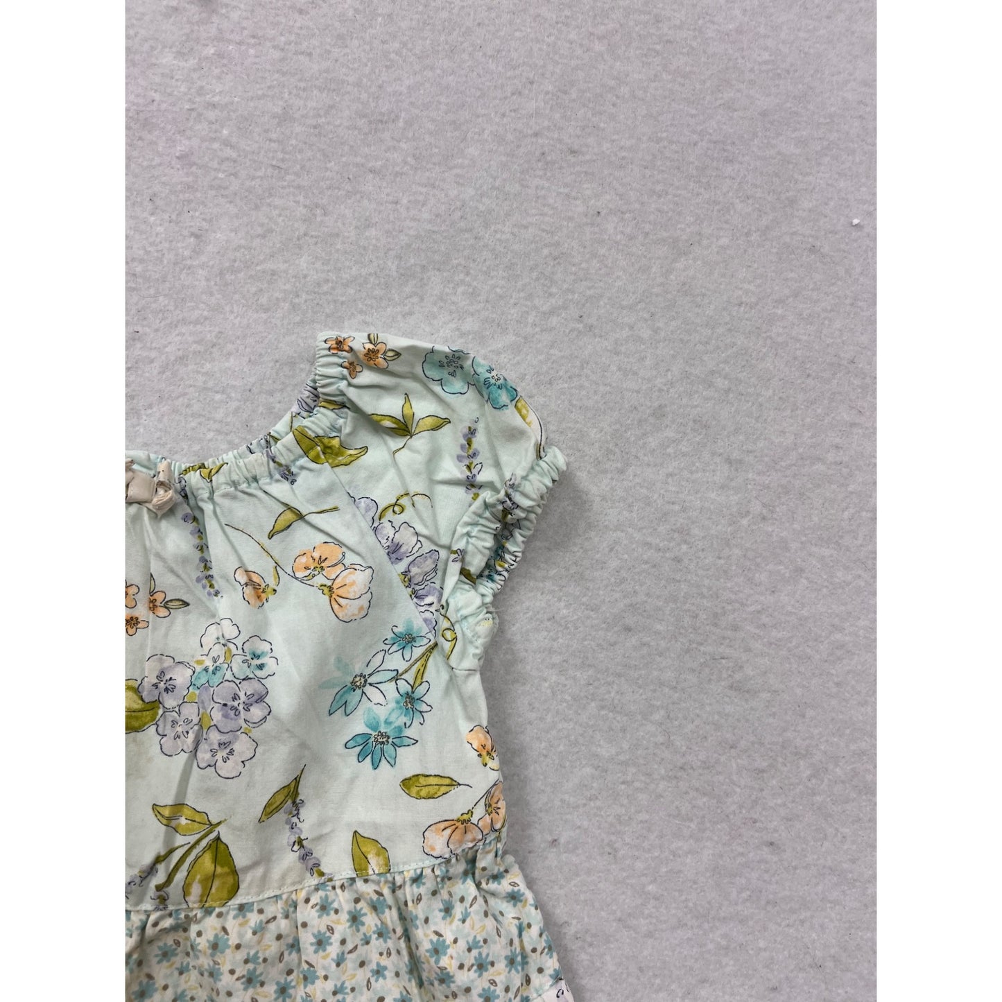 Gymboree Baby Girl Dress 12-18 Mos Floral Print Light Blue/Green Cotton #8383