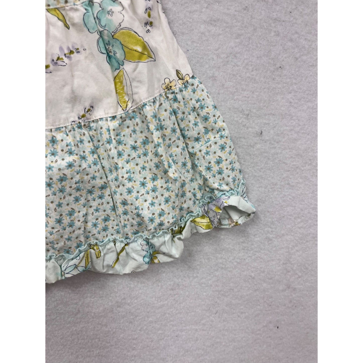 Gymboree Baby Girl Dress 12-18 Mos Floral Print Light Blue/Green Cotton #8383