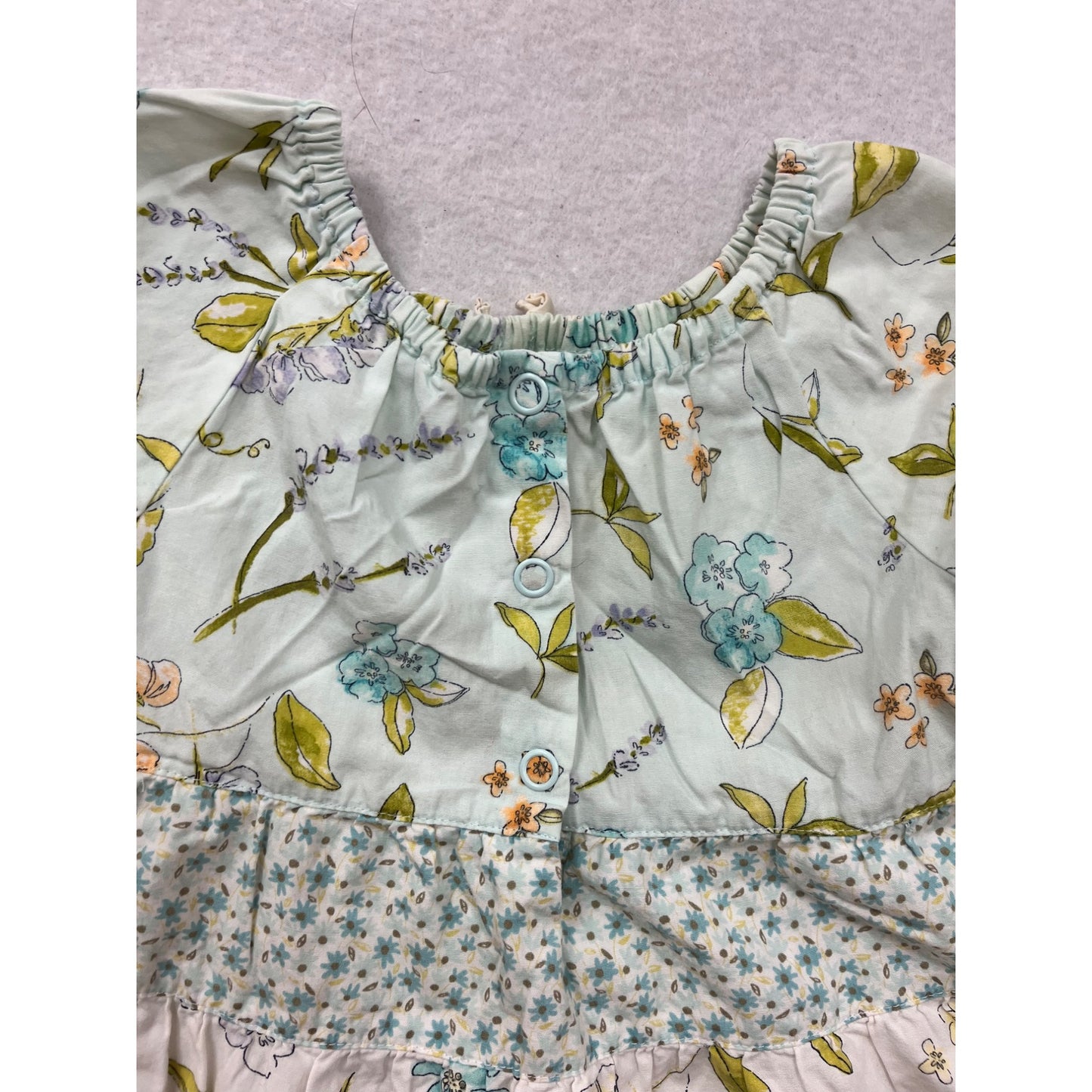 Gymboree Baby Girl Dress 12-18 Mos Floral Print Light Blue/Green Cotton #8383