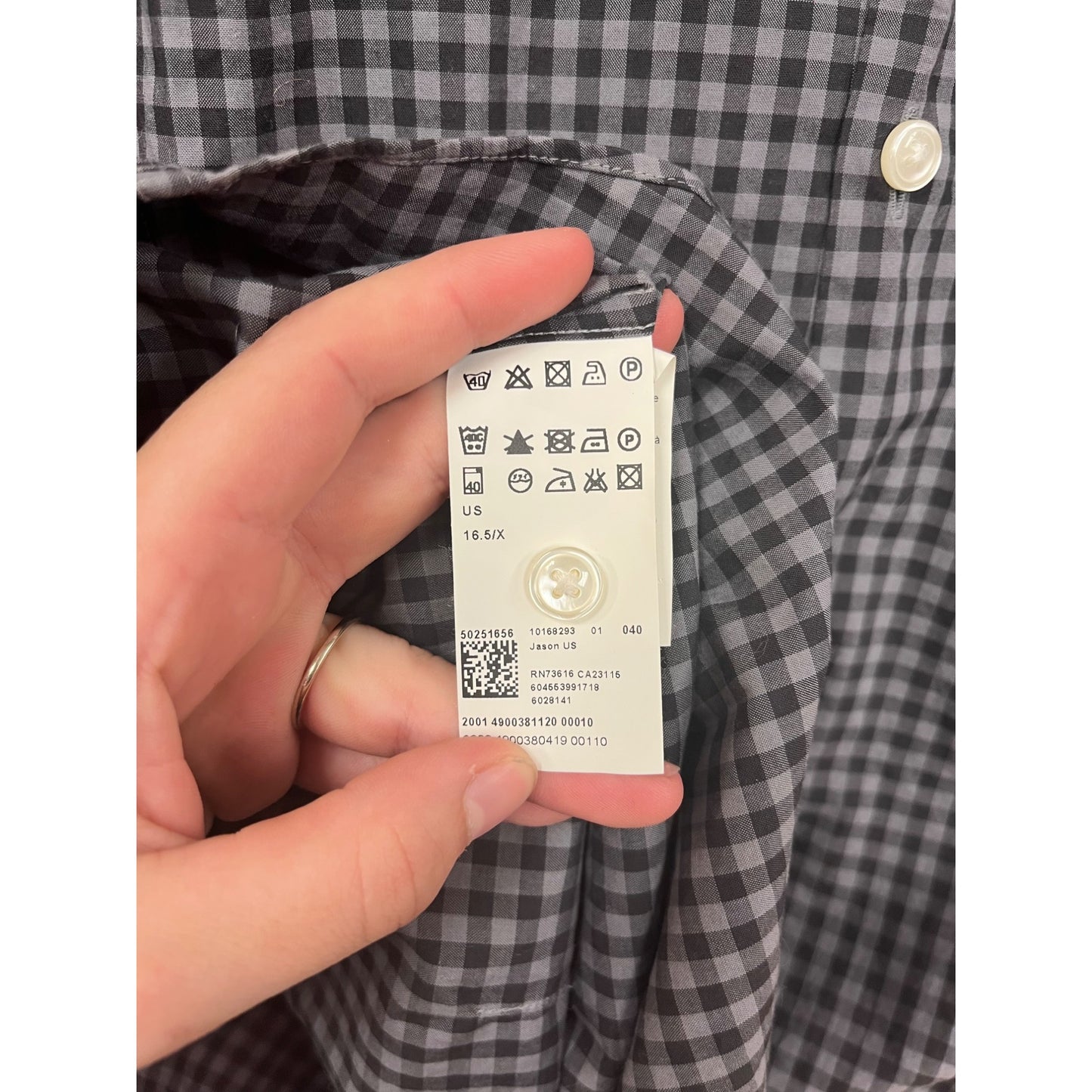 Hugo Boss Slim Fit Black & White Checkered Long Sleeve Dress Shirt #8330