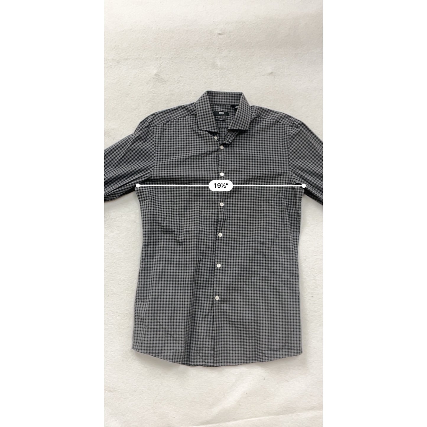 Hugo Boss Slim Fit Black & White Checkered Long Sleeve Dress Shirt #8330