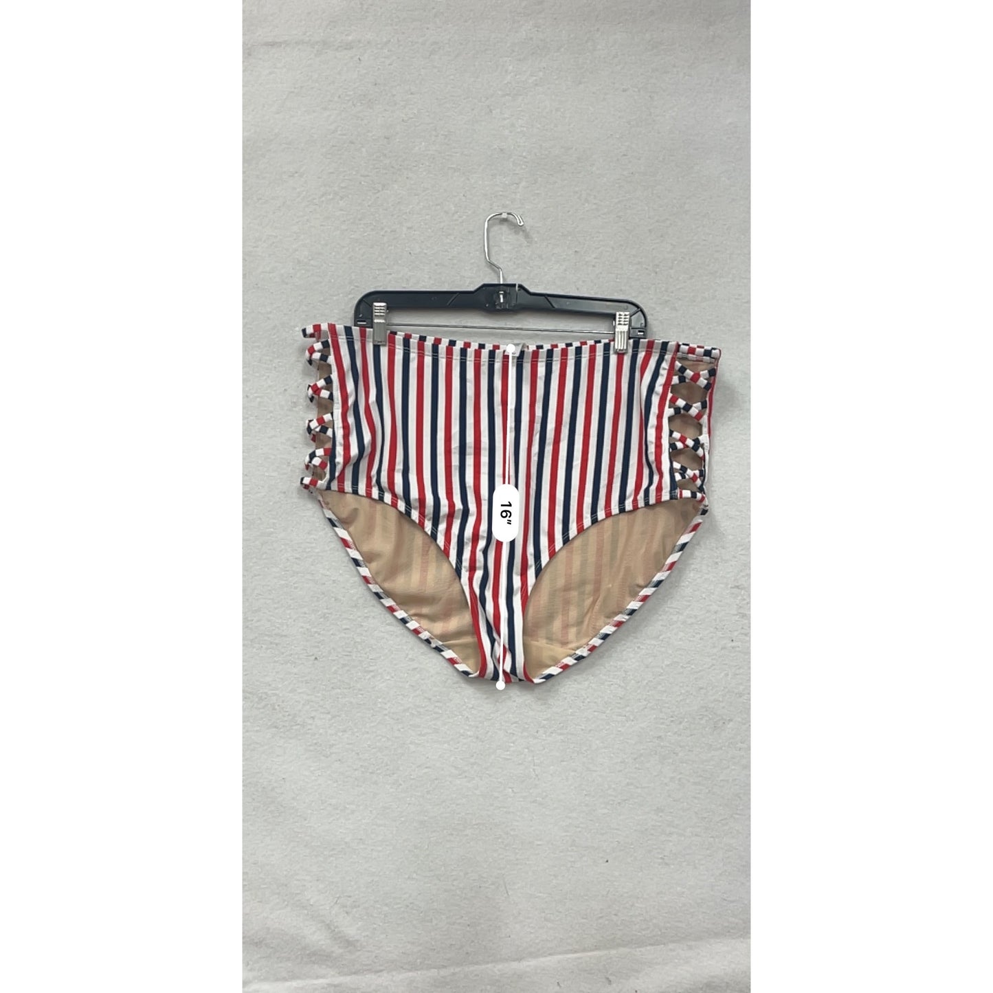 Cacique Red & Blue Striped High-Waisted Bikini Bottoms Size 24 #8811