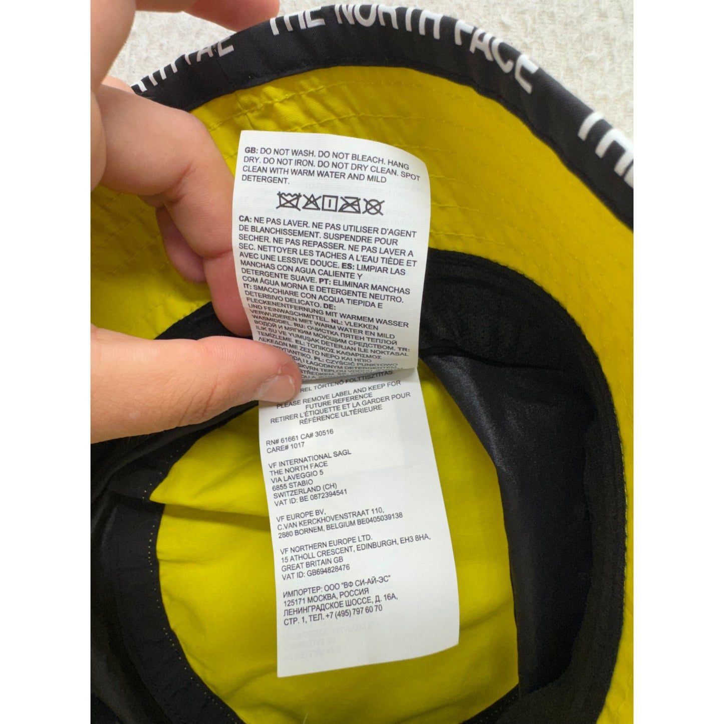 The North Face Yellow & Black Reversible Bucket Hat S/M Nylon Outdoor Cap #9864